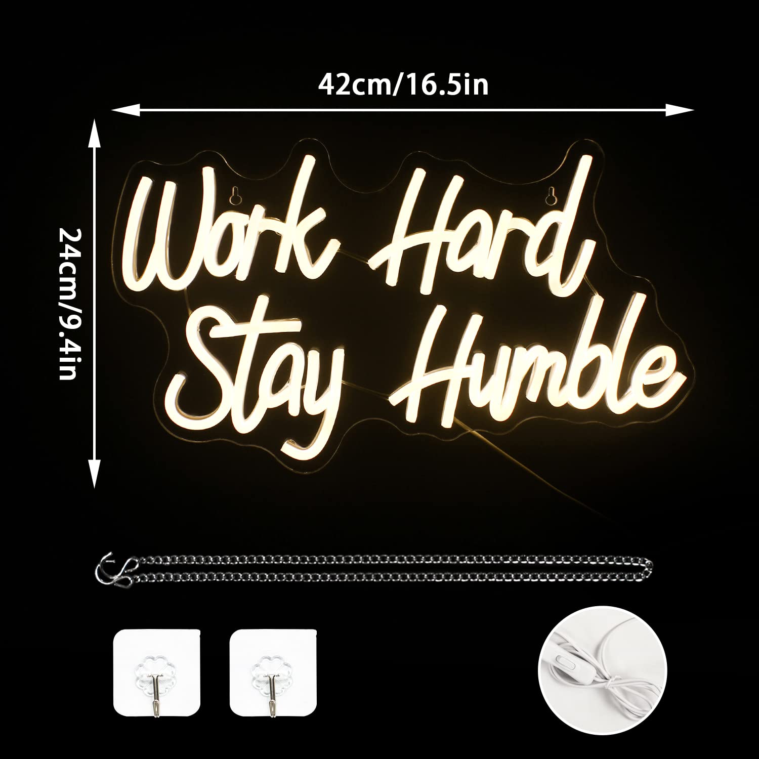 NOSUN Neon Sign for Wall Decor, Warm White LED, Dimmable, Acrylic, 16.5x9.4 inch, Motivational Light for Bedroom and Office
