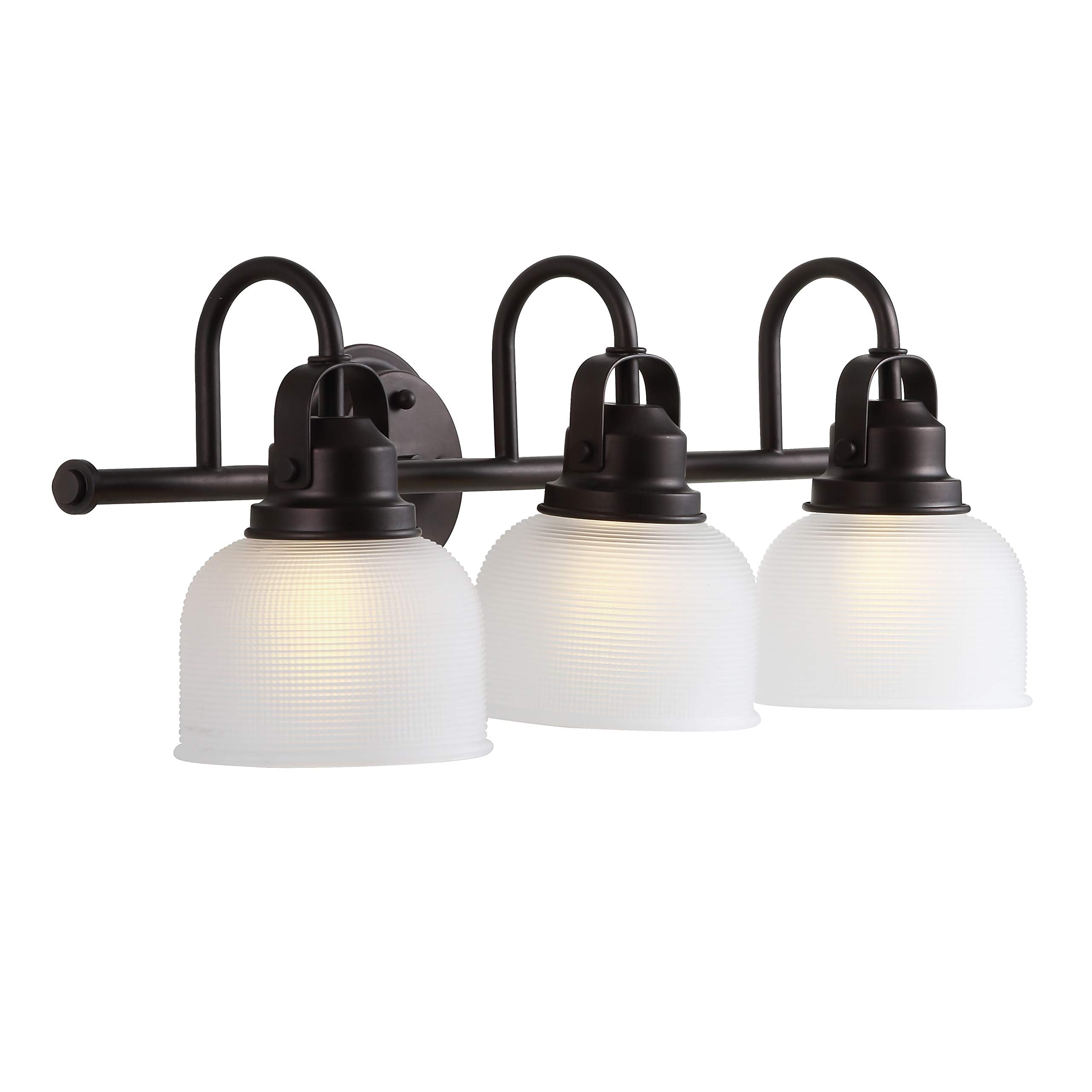 JONATHAN Y Virginia 3-Light Vanity Light, Metal/Glass, Oil-Rubbed Bronze, Model JYL7409C, 2700K LED Bulbs