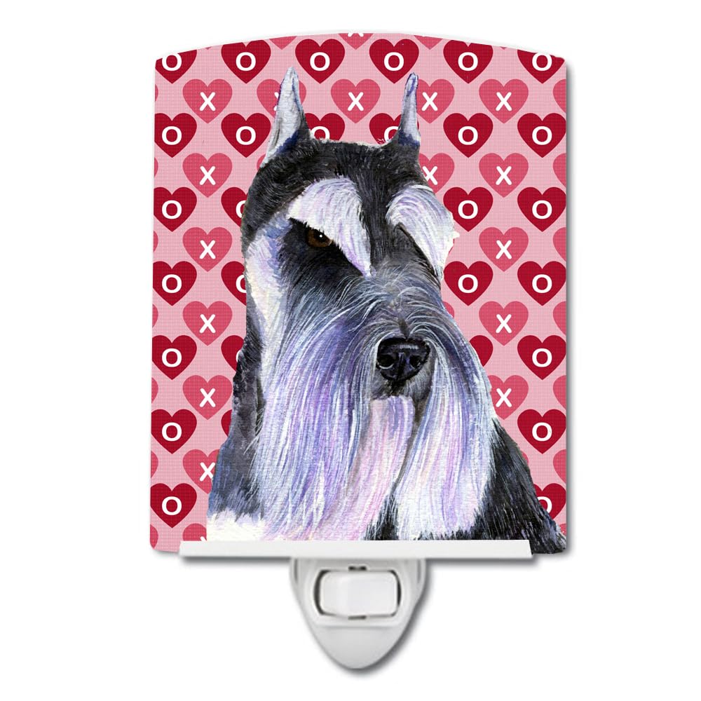 Carolines Treasures Ceramic Night Light, Schnauzer Hearts, UL-Certified, 6x4x3in, Multicolor, Model SS4477CNL