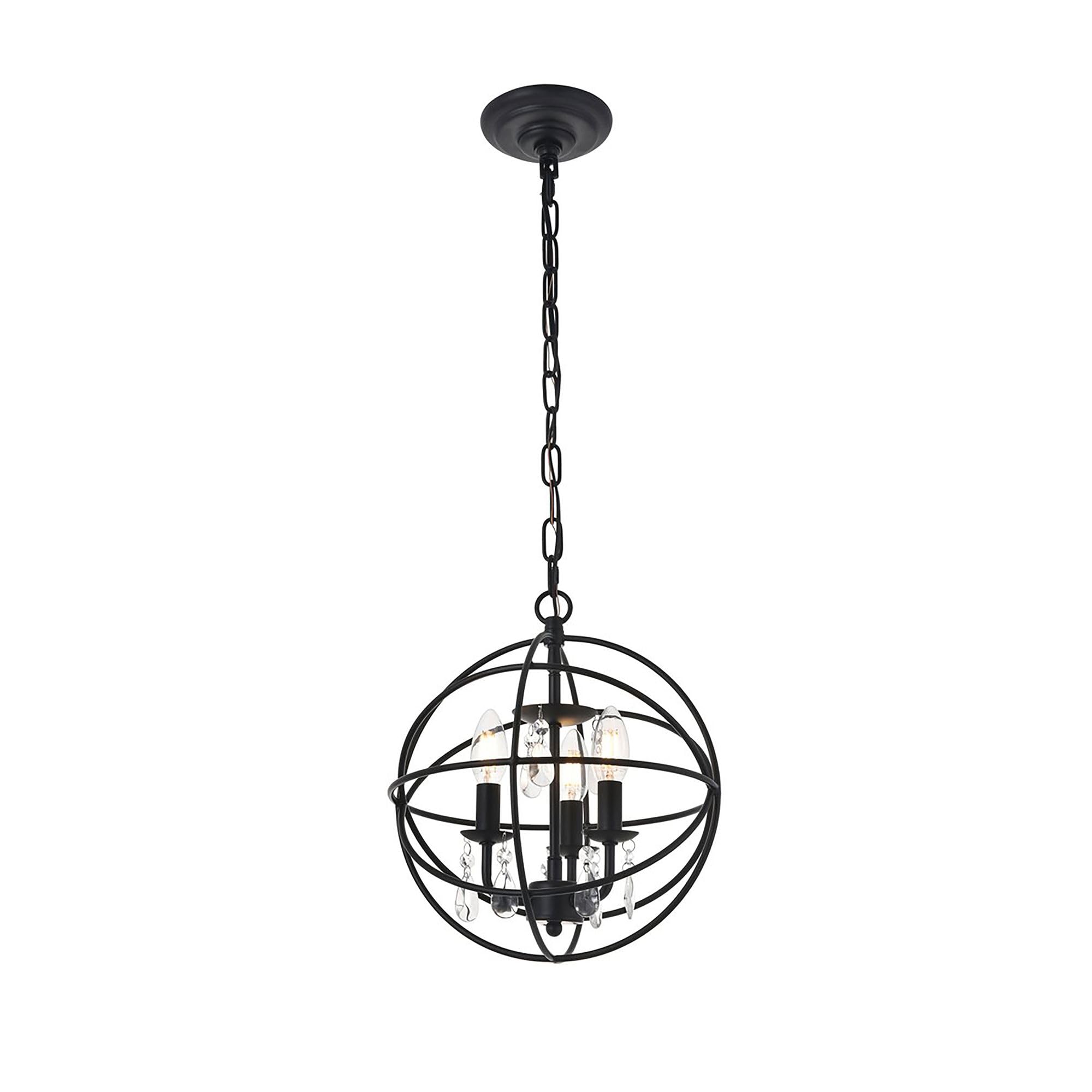 Living District Indoor Modern Home Decorative Bright Ceiling Wallace 3 Light Matte Black Pendant