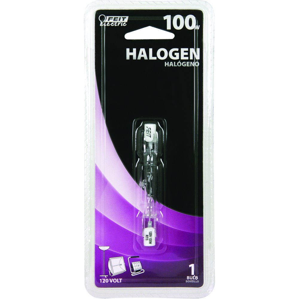 Feit Electric Bpq100T3/Cl/S 100-Watt T3 Double-Ended Linear Halogen Bulb With Rsc Base, Clear, 3000K Soft White, 0.375" D X 3.12" L