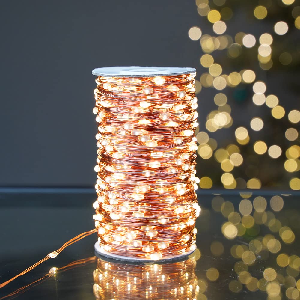 Resnice 100Ft Long Fairy Lights Plug In Waterproof Outside Copper Wire String Lights With Remote 300 High-Bright Leds For Garden, Porch, Patio, Christmas Wedding Party Decoration