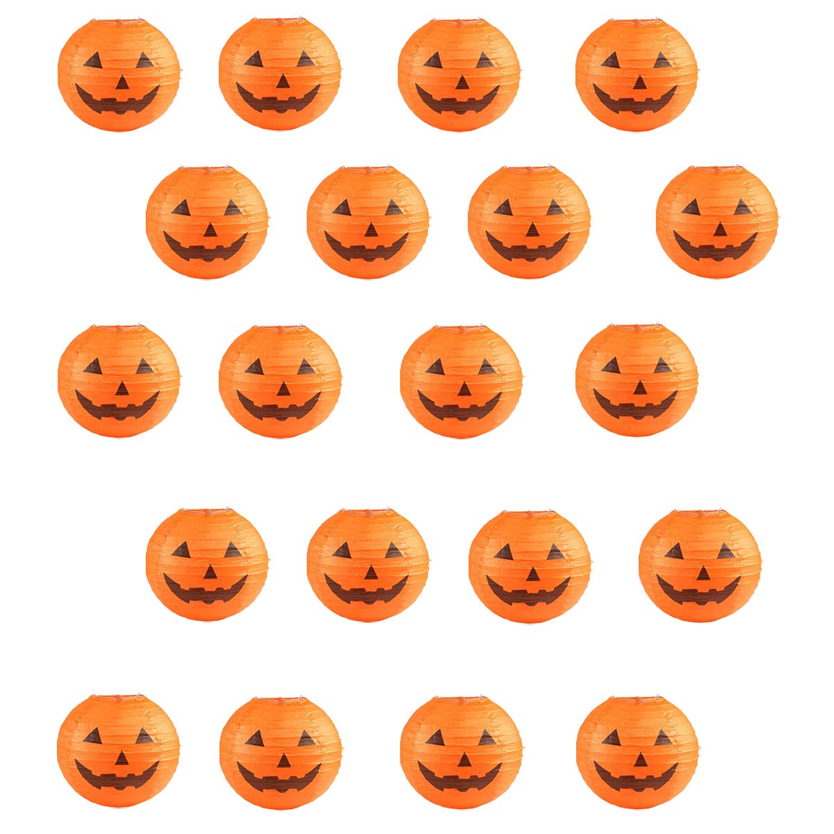 Jangostor 20 Pcs Halloween Pumpkin Paper Lantern Jack O Lantern Pumpkin Hanging Paper Lantern For Halloween Party Parties Garden Decoration, 8 Inches (Orange)