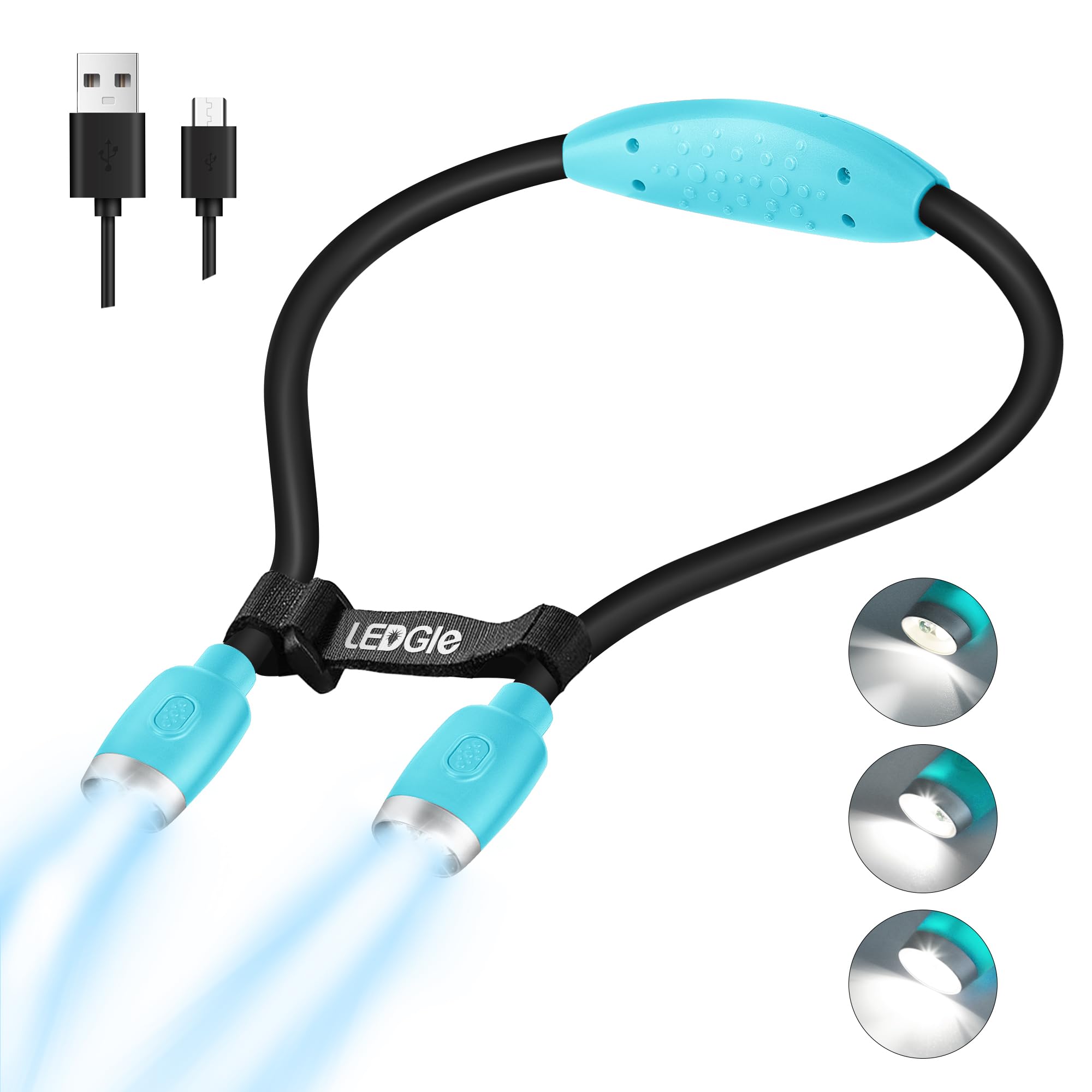 LEDGLE Updated Neck Light for Knitting Portable Book Light for Reading in Bed with 4 Brightness Levels, Flexible Comfortable Sof