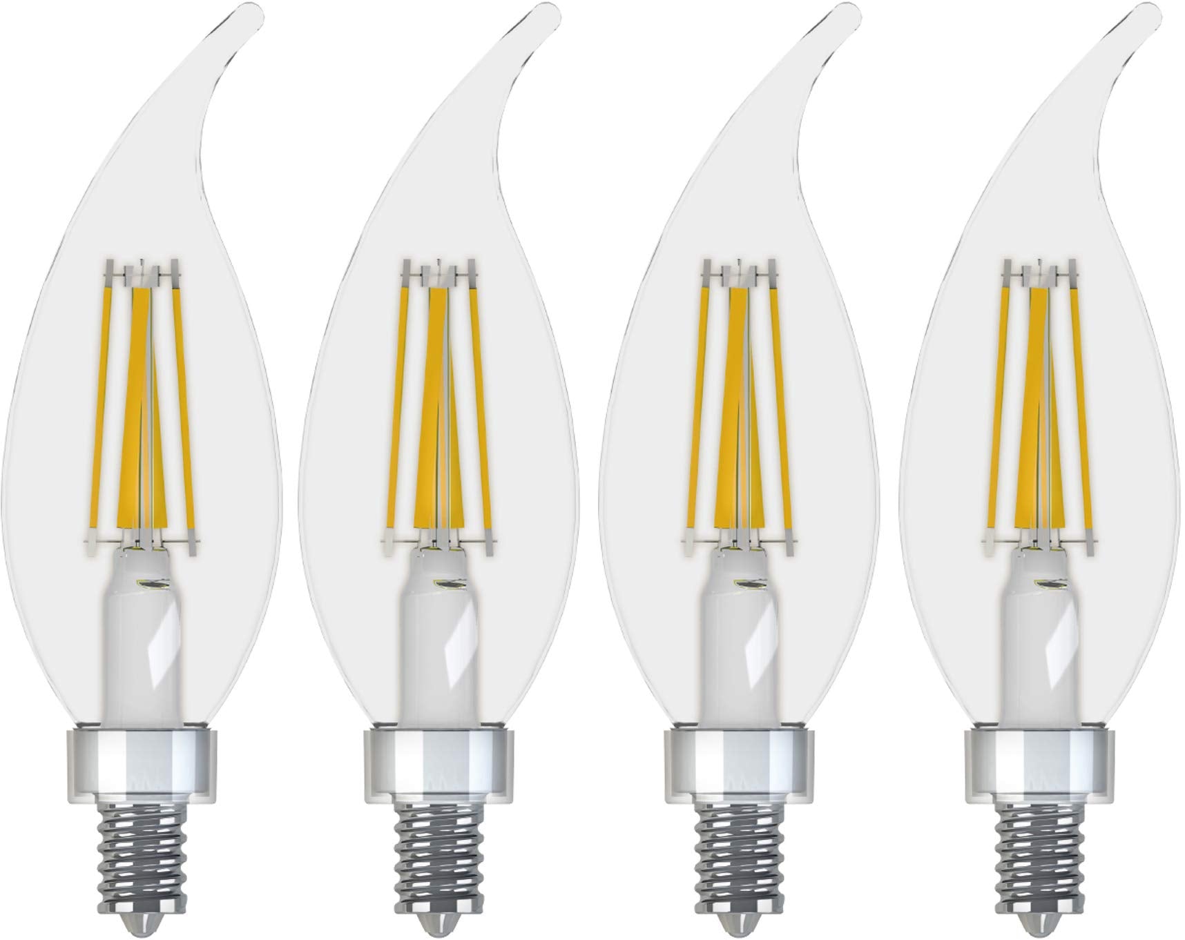 GE Lighting Dimmable LED Bent Tip Light Bulb 60W Replacement 500-Lumen Candelabra Base 4 Count Daylight Model 13330