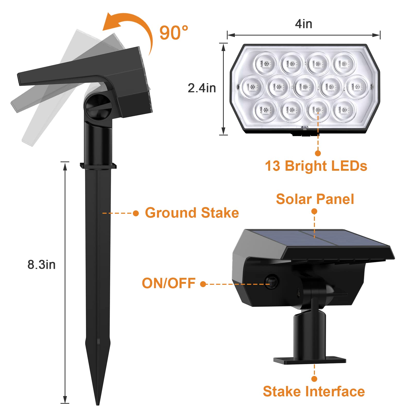 Flaow Solar Spot Lights Outdoor, 10 Pack Color Changing Ip65 Waterproof Landscape Lights