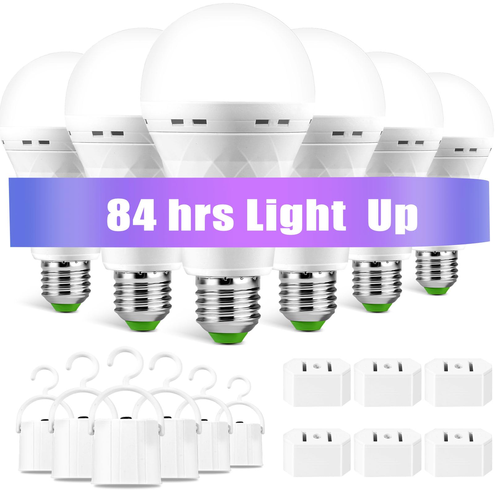 Lhzheng Emergency-Rechargeable-Light-Bulb, Stay Lights Up When Power Failure, 1500Mah 12W 60W Equivalent Led Light Bulbs For Hom