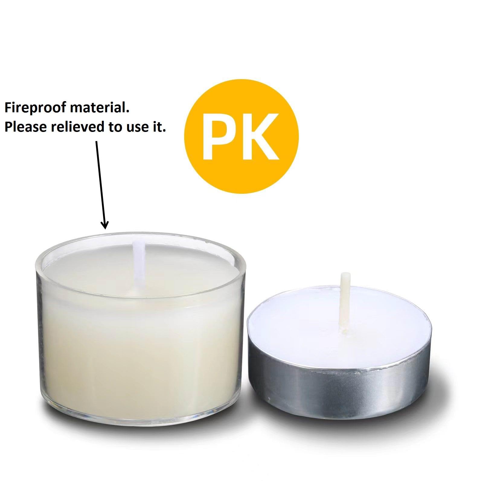 Qinxiang 100 Pack Unscented Ivory Clear Cup Tea Light Candles For Dinner, Wedding, Party, Spa, Church, Home Decor Tealights