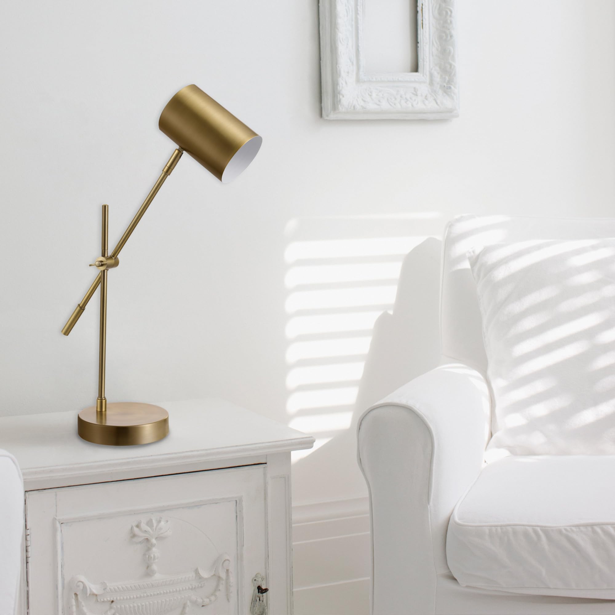 Globe Electric Desk Lamp 20in Adjustable Height Matte Brass Finish Model 52098