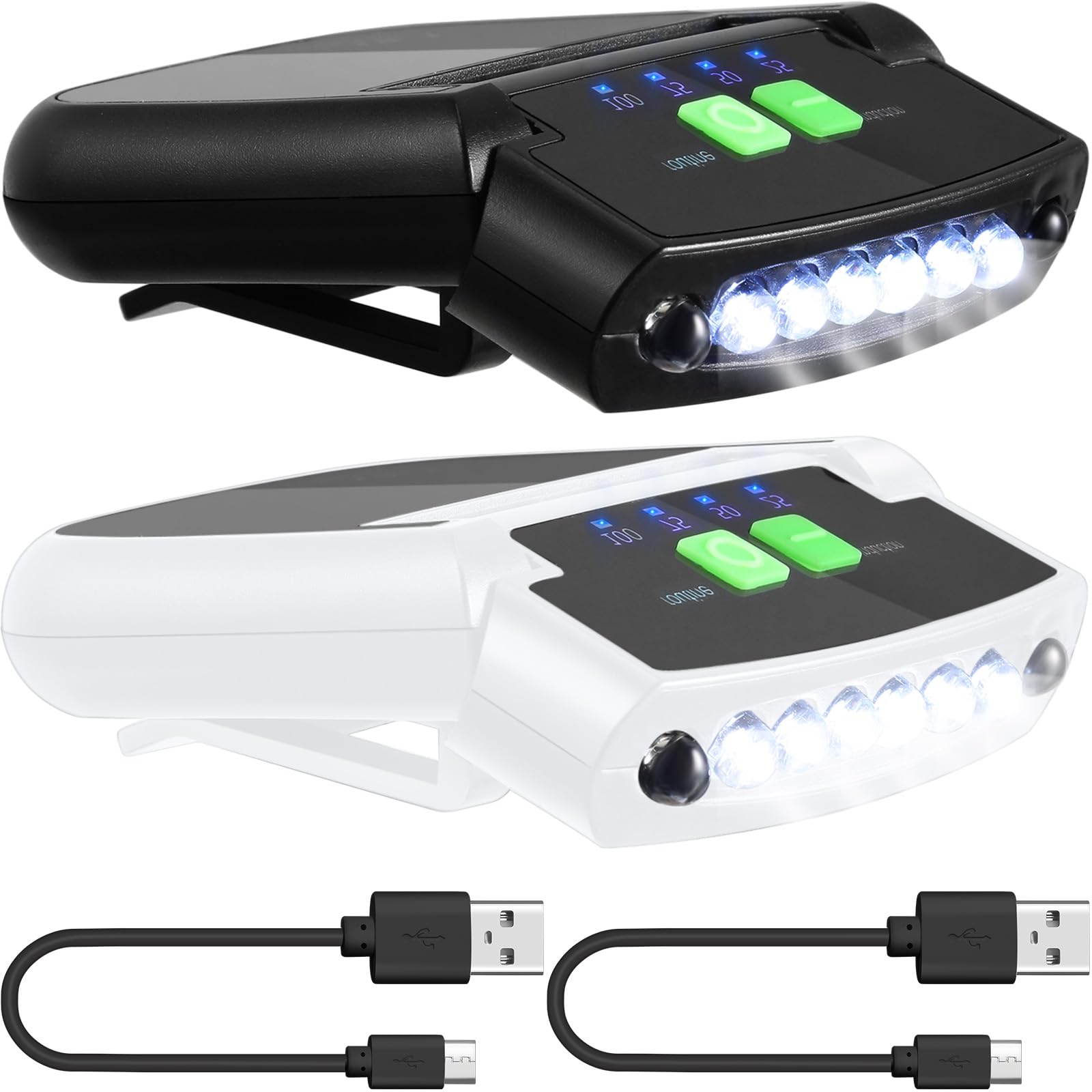 Mudder LED Clip-on Cap Lights, USB Rechargeable, Waterproof, Ultra Bright, Model Mudder-WERT891, Colors: Black, White