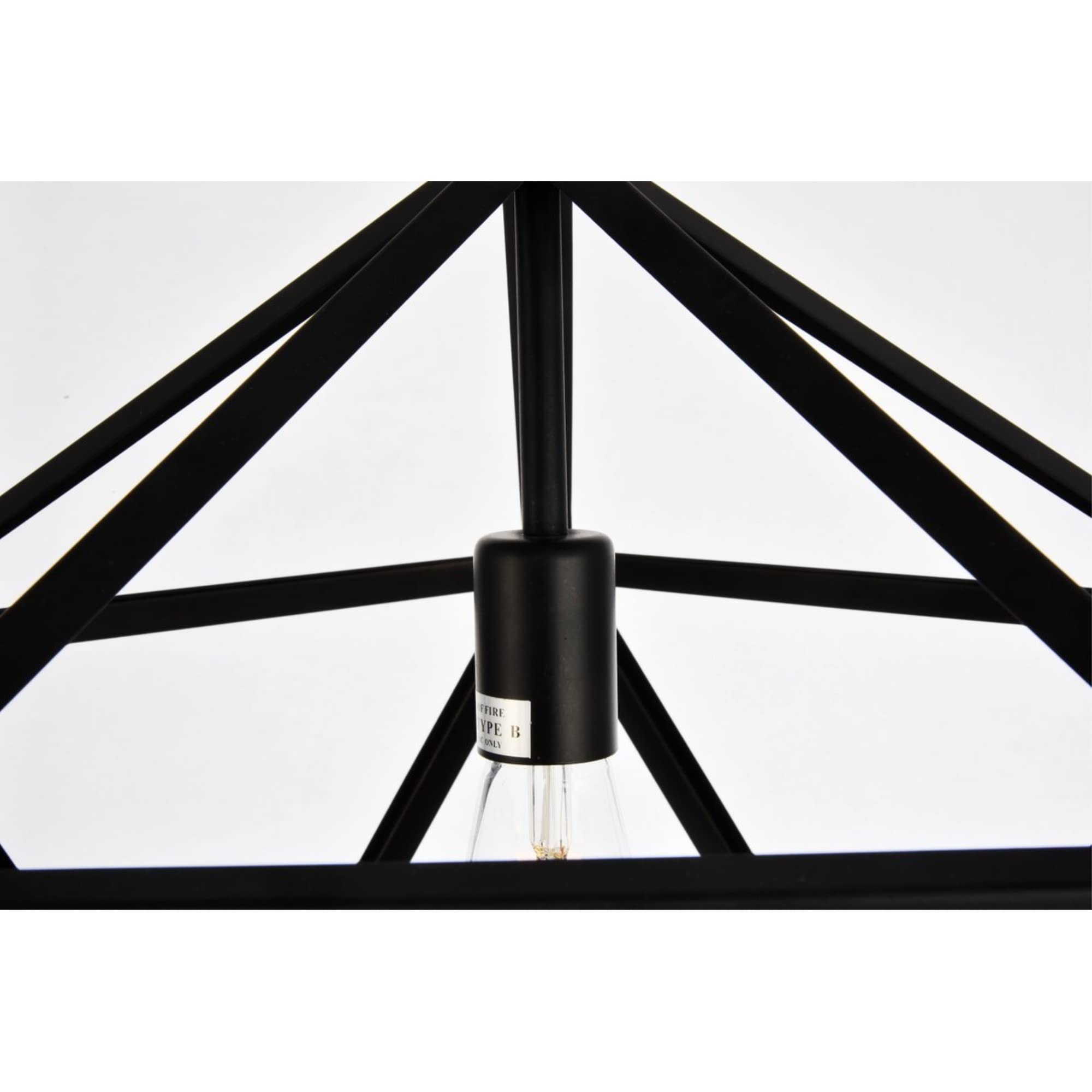Elegant Lighting Living District Redmond Collection Pendant D19.7 H22.6 Lt:1 Black Finish