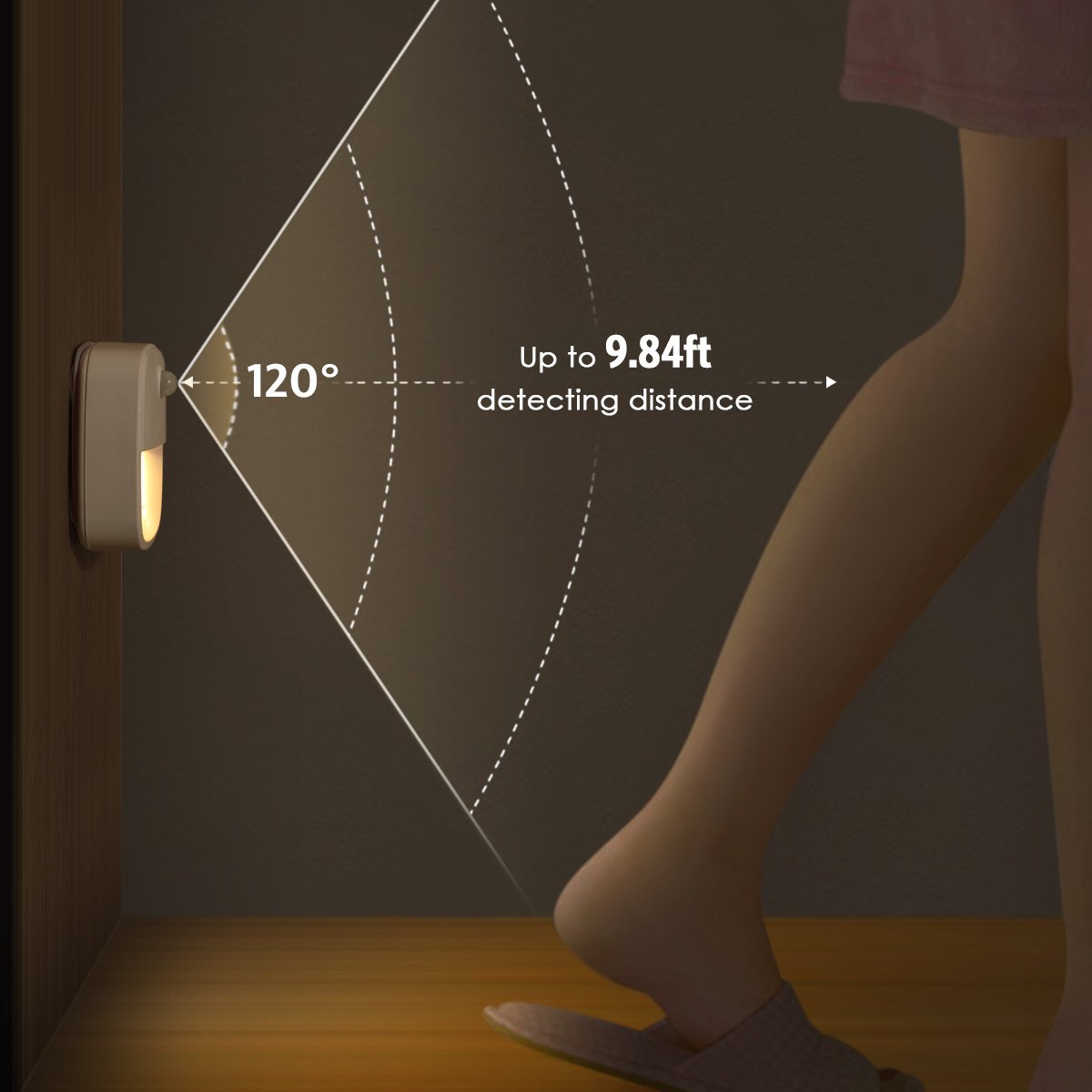 AMIR Motion Sensor Light, Battery Operated LED Night Light, Warm White, 3-Pack, Ideal for Closet, Hallway, Bathroom, Kitchen