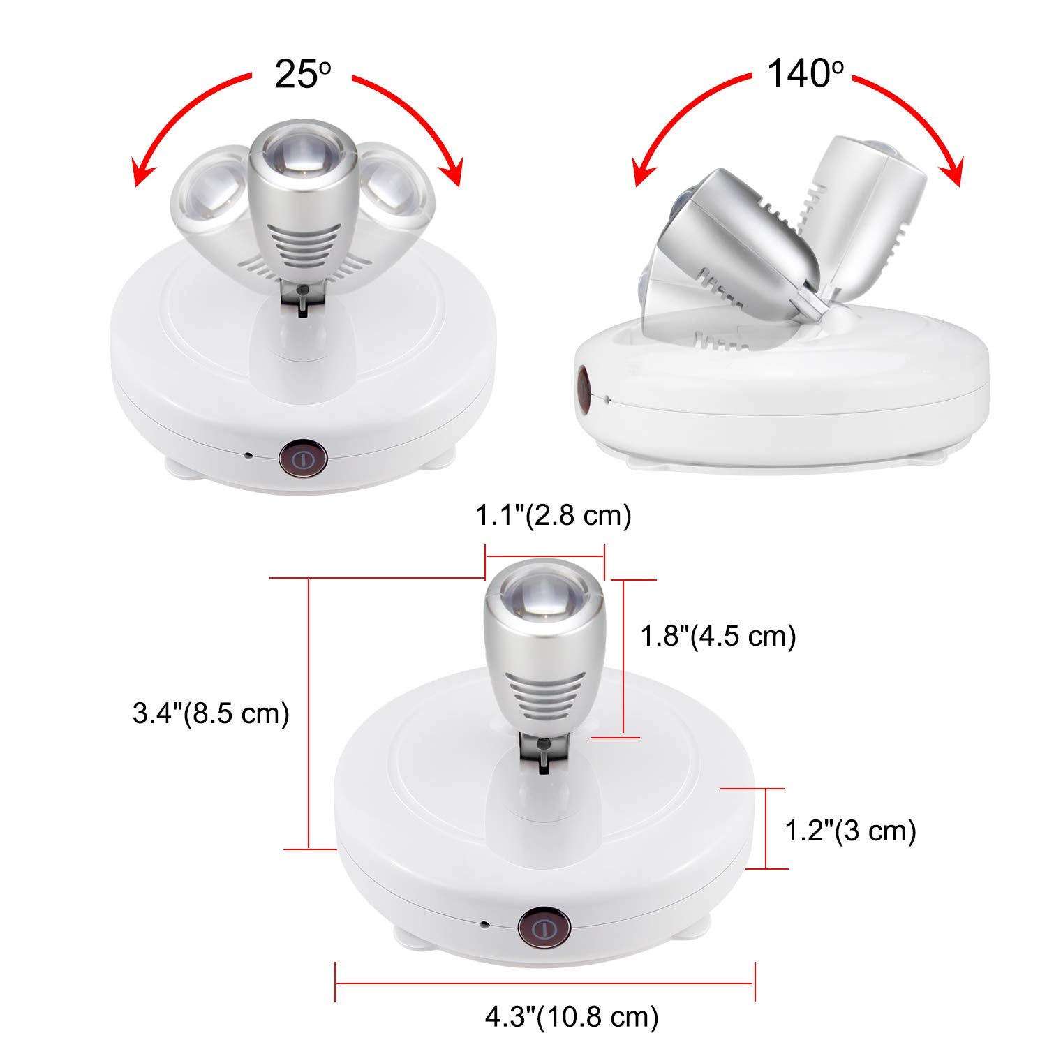 BIGMONAT Cordless Spotlight RGB Picture Light with Remote, Dimmable LED, Battery Powered, White+Silver, Model 624IR12C