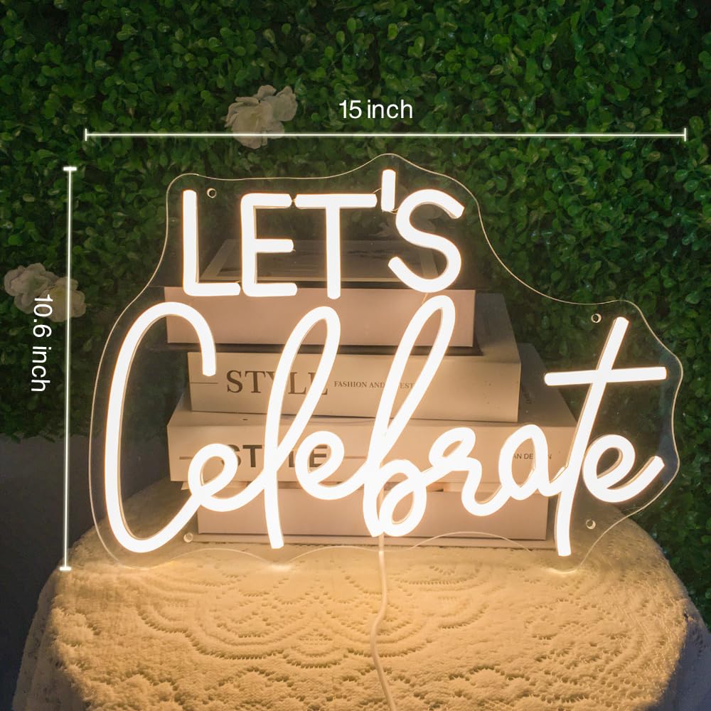 LetS Celebrate Neon Sign Warm White Led Neon Lights For Wall Decor Usb-Powered Neon Signs For Living Rooms  Dining Rooms Thanksgiving And Party Decorations(15X10.6)