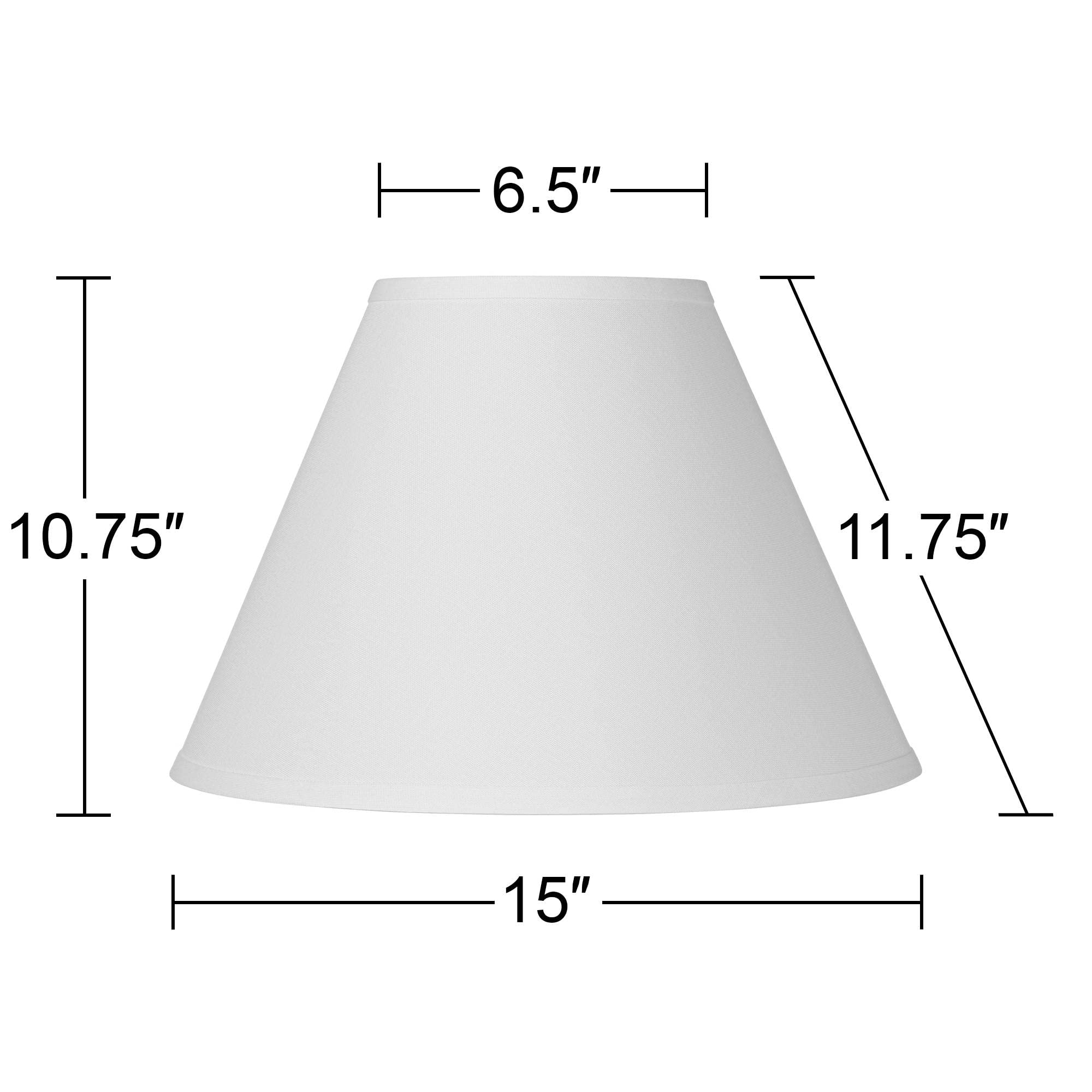 Bright Antique White Linen Medium Lamp Shade 6.5&quot; Top X 15&quot; Bottom X 10.75&quot; High X 11.75&quot; Slant (Spider) Replacement With Harp And Finial - Springcrest