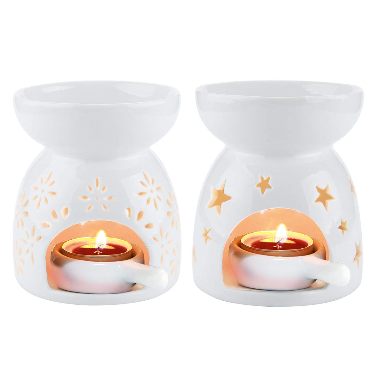 Comsaf Ceramic Tealight Candle Holder Oil Burner, Essential Oil Incense Aroma Diffuser Furnace Home Decoration Romantic White Se