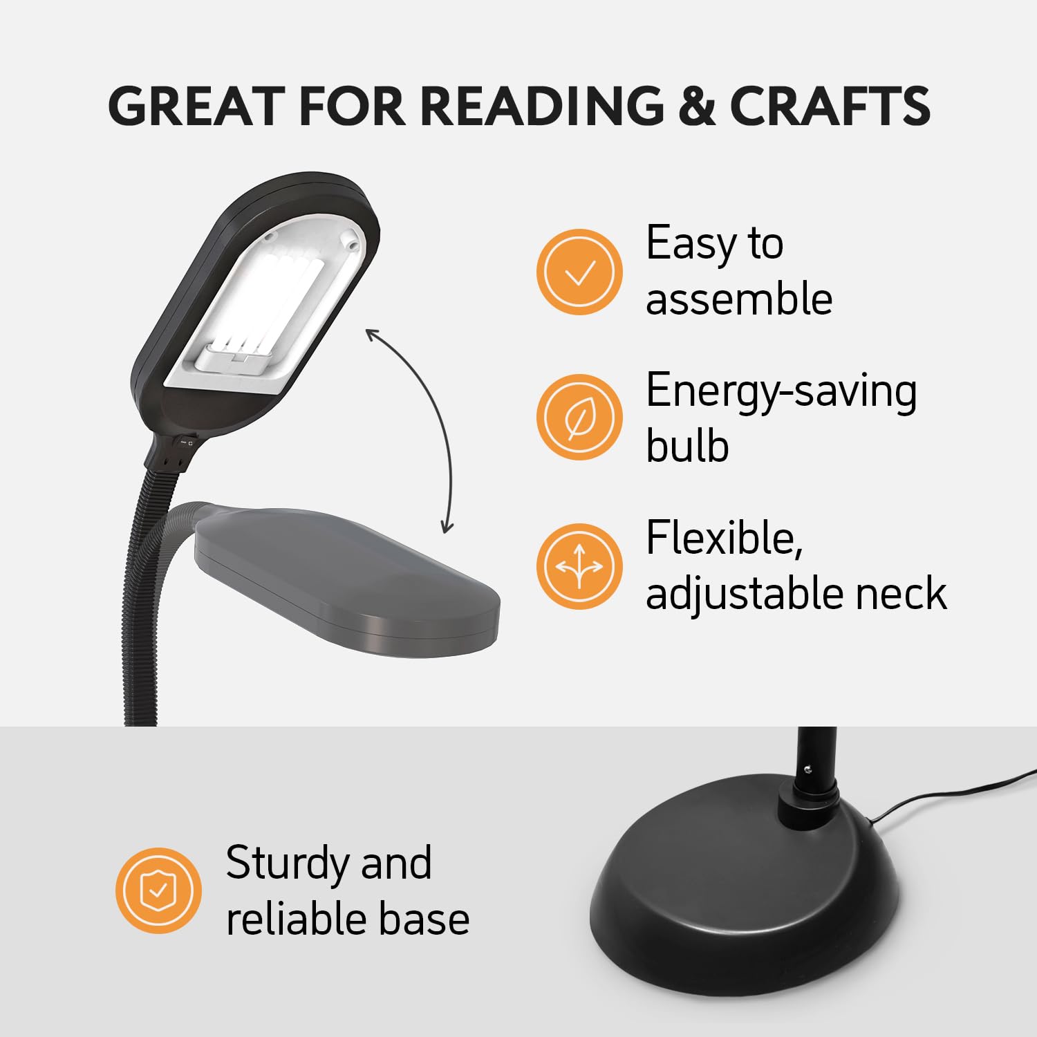 Kenley Natural Daylight Floor Lamp - Adjustable 27W Full Spectrum Craft Light For Reading & Sewing