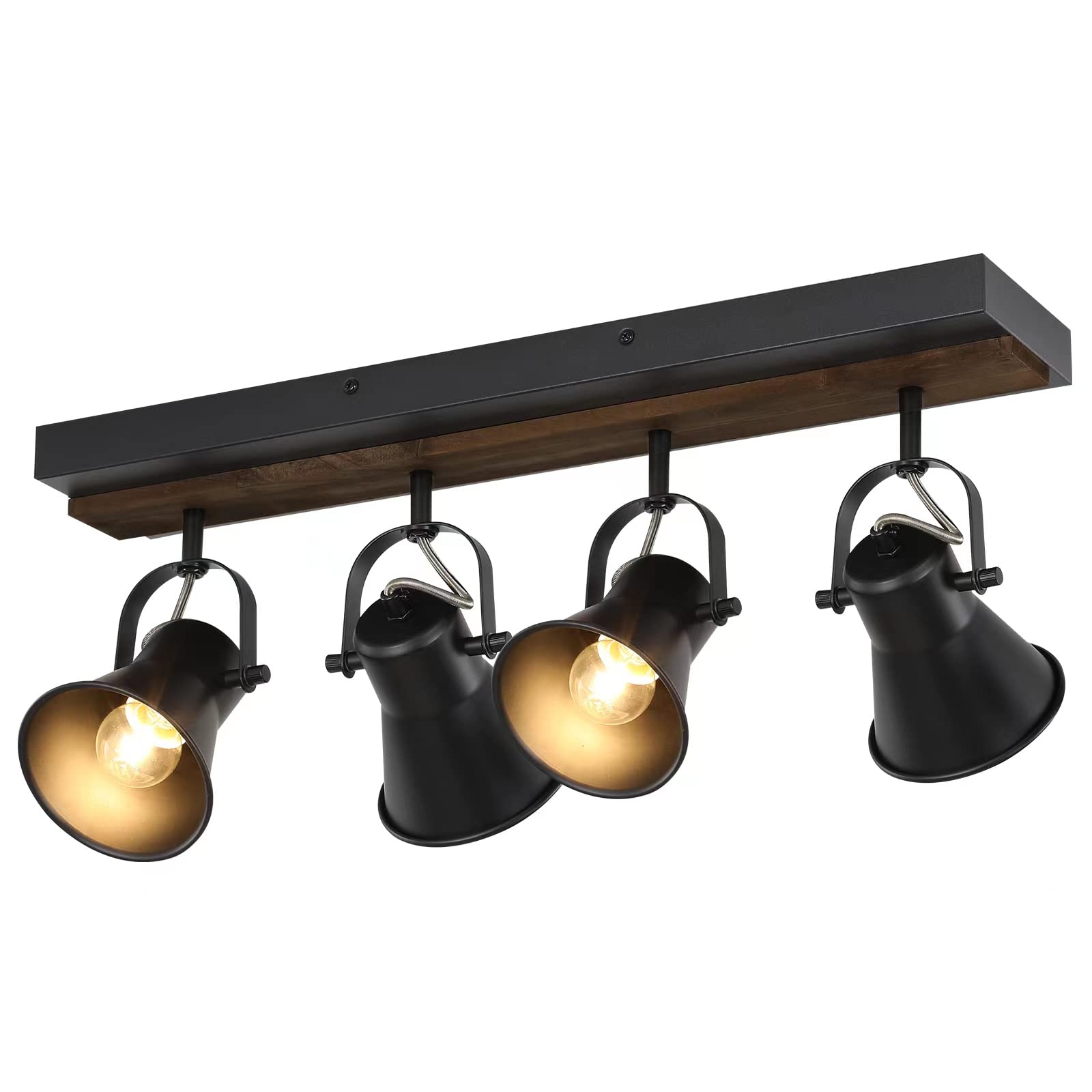 KEESFU 4-Light Track Lighting Kit,Black Semi Flush Mount Ceiling Light with 4 Rotatable Light Heads,Modern Farmhouse Lighting fo