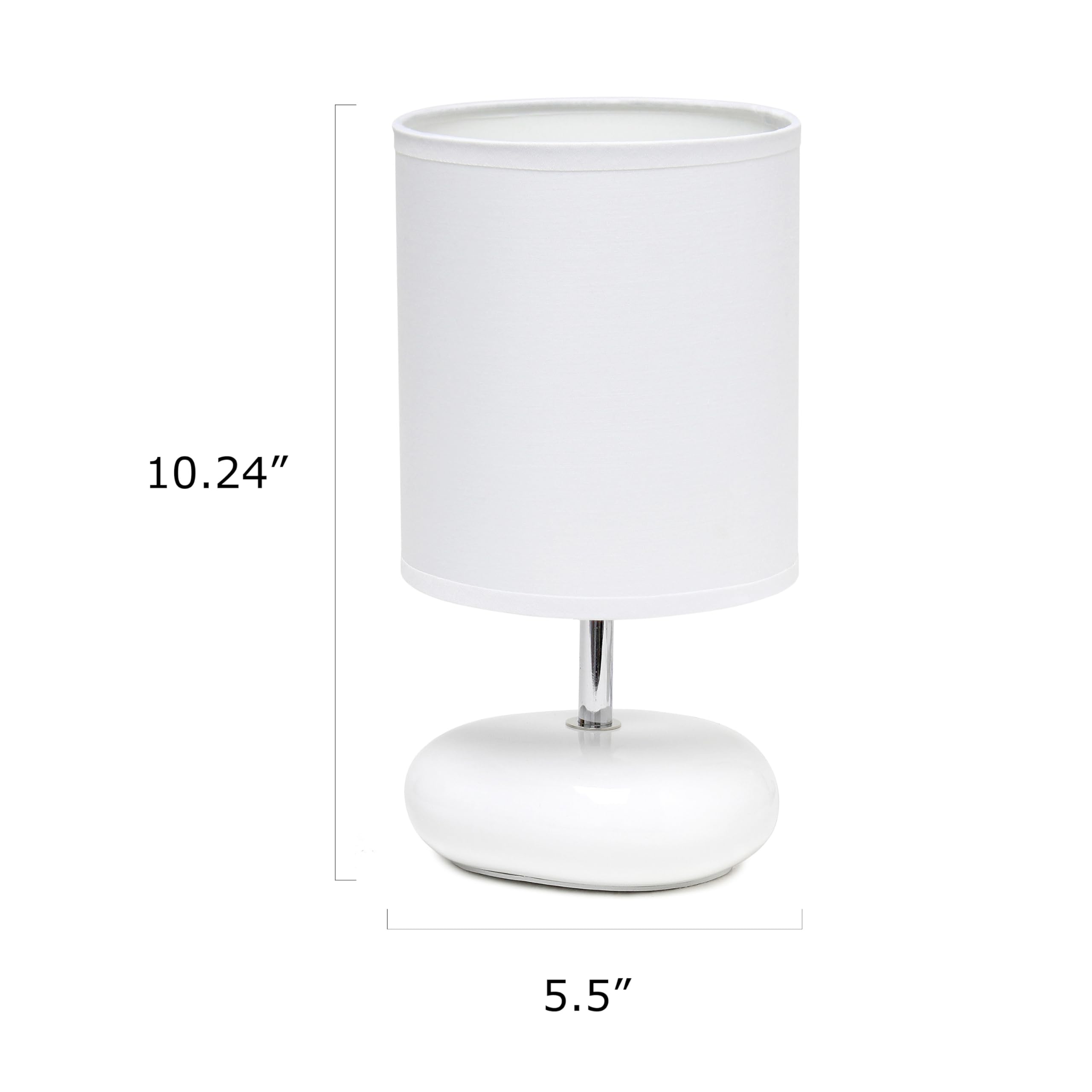 Simple Designs Lt1153-Wht Petite Circle Stone Table Lamp For Bedroom, Kids Room, Office, Living Room, Nursery, Reading Nook, Whi