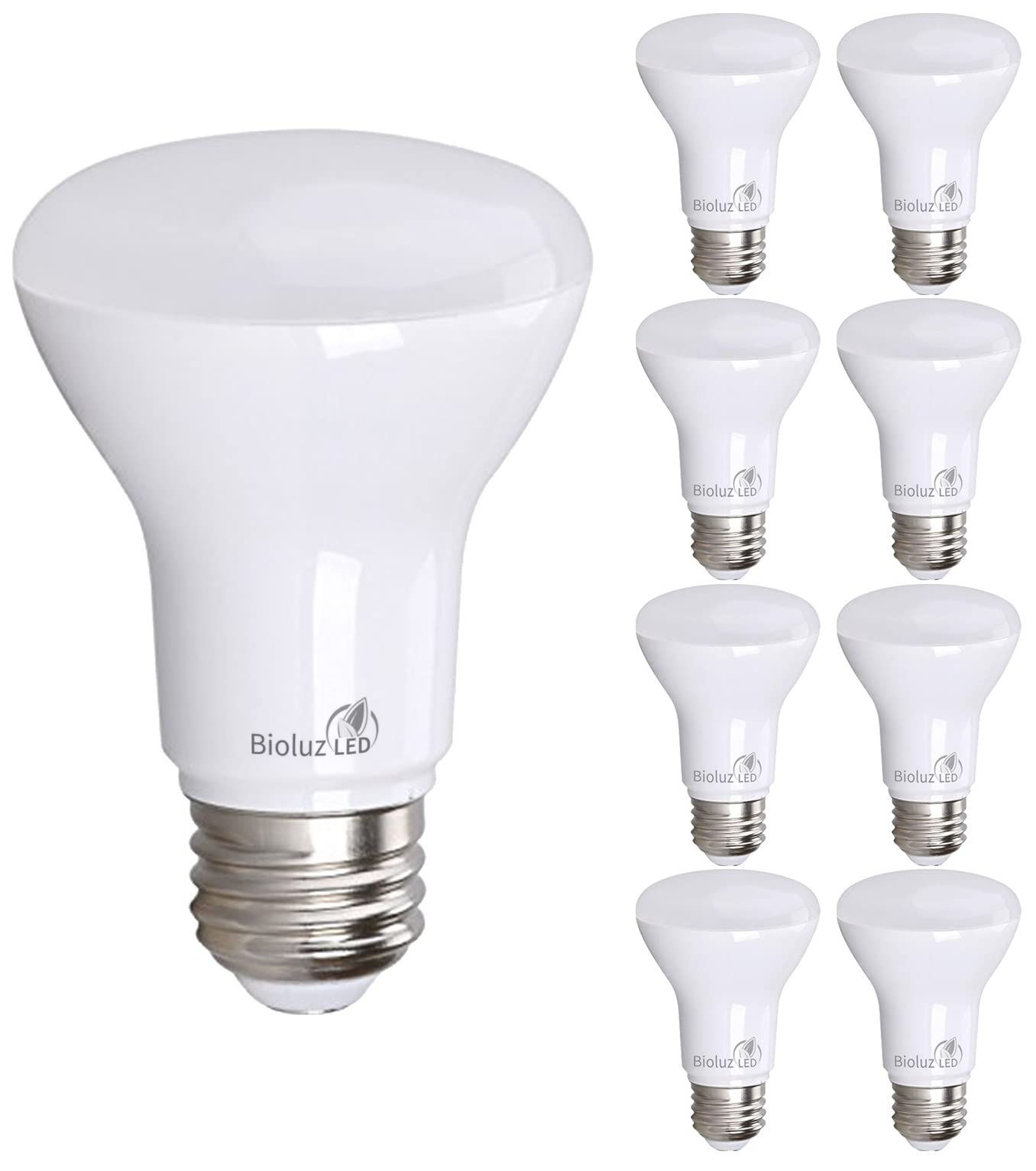 Bioluz Led 8 Pack Br20 Led Bulb 3000K Bright Soft White 6W=50W, 90 Cri, 540 Lumen, Dimmable Led Light Bulbs, Soft White Light Bu