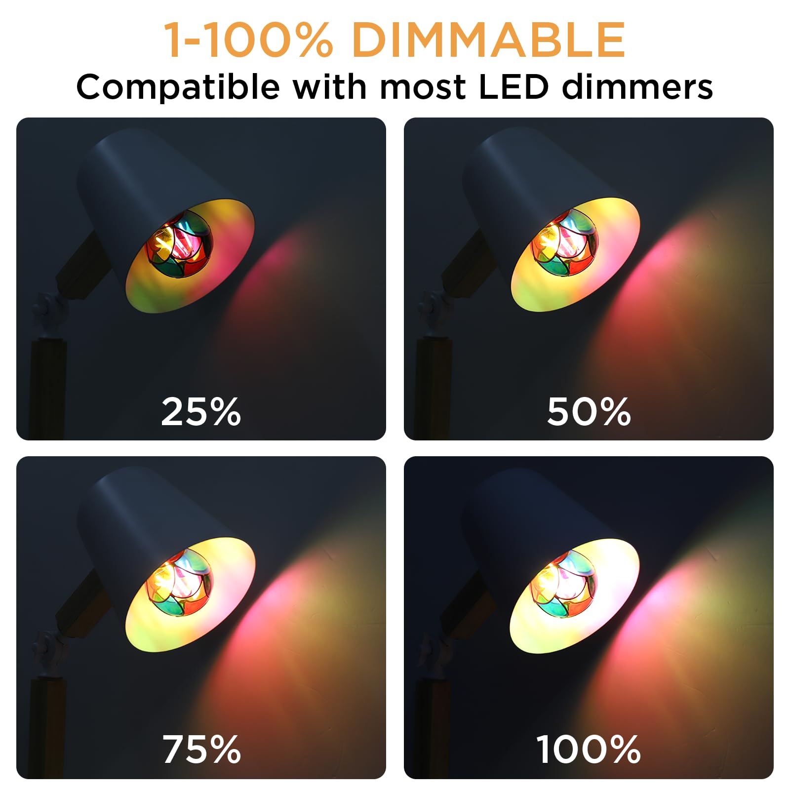 VALUCKY Dimmable Stained Glass LED Bulb, 3.5W E26 Base, A19/A60, 2 Pack, Festive Color for Home & Party Decoration