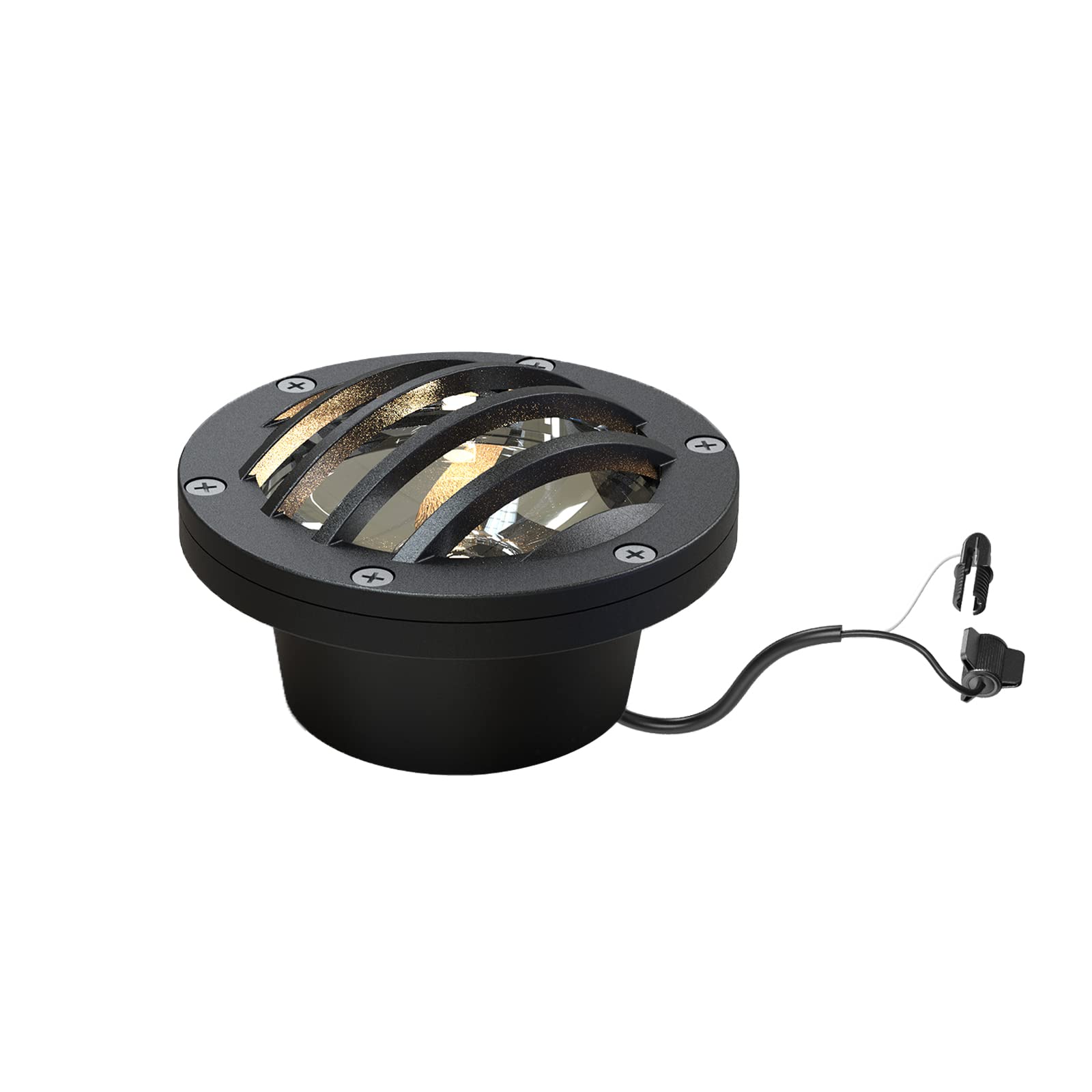 GOODSMANN Landscape Lights 1PK Low Voltage Well Light 4W 200 Lumen LED Warm White Metal In-Ground Light Black Model 9920-3500-01