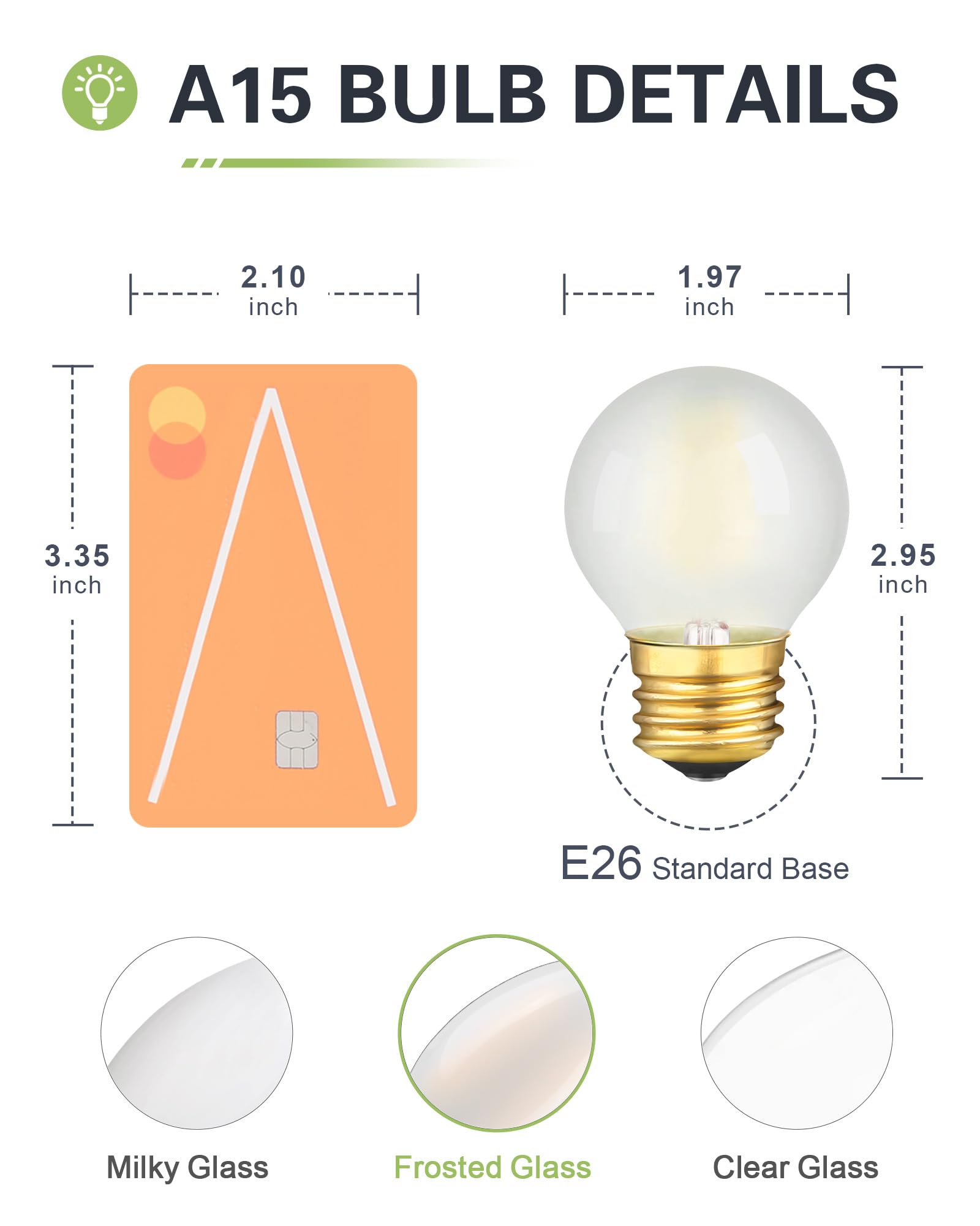 Freoste E26 Led Bulb 25W Equivalent Standard Base Led Light Bulb Dimmable Small Edison Bulbs Daylight White 5000K 200Lm 2W A50 L
