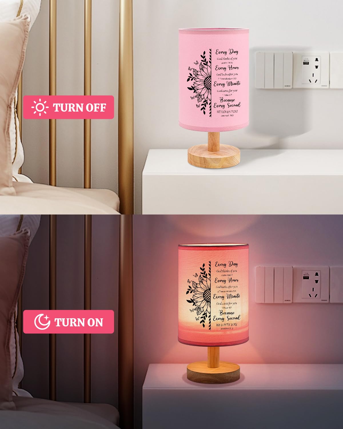 Christian Gifts For Women Table Lamp, Religious Gifts For Women With Bible Verse Prayer Inspirational Gift Fabric Lamp Spiritual