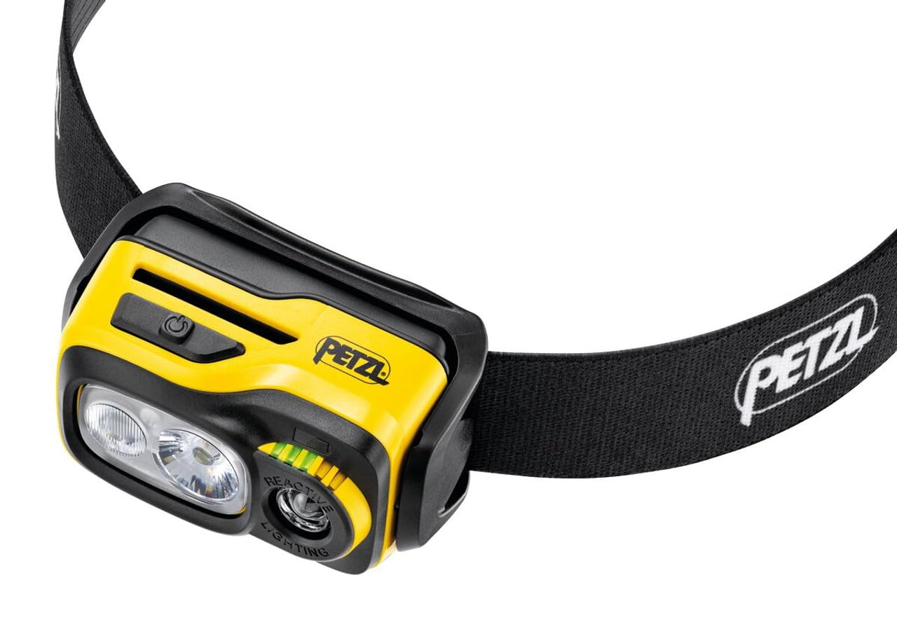 PETZL Swift RL Head Flashlight - 1100 Lumens, Rechargeable, Black and Yellow, Model E810AB00, Único Size