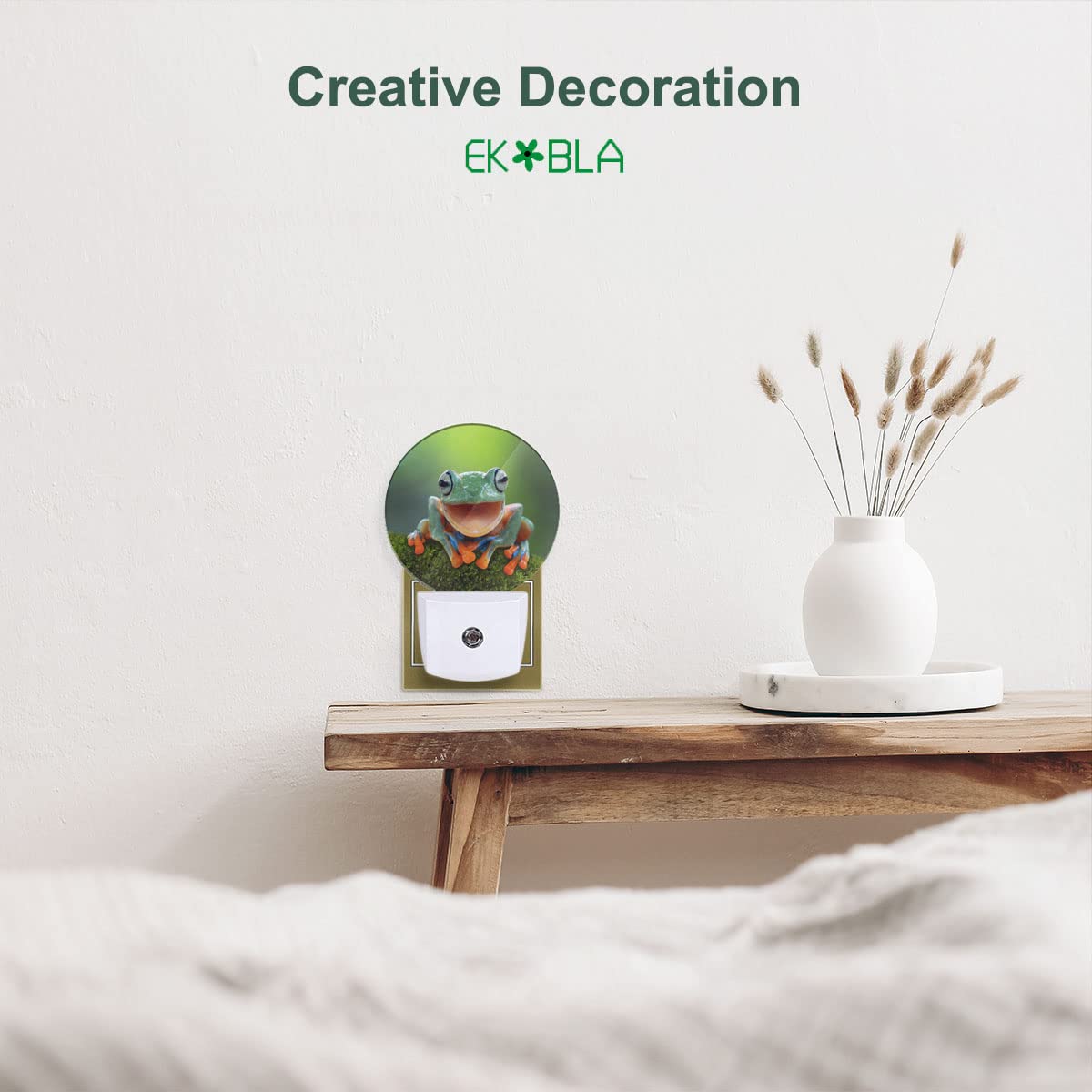 Ekobla Cute Frog Night Lights Plug Into Wall Green Frog Pond Animal Summer Night Lamp Home Auto Sensor Led Dusk To Dawn Light Fo