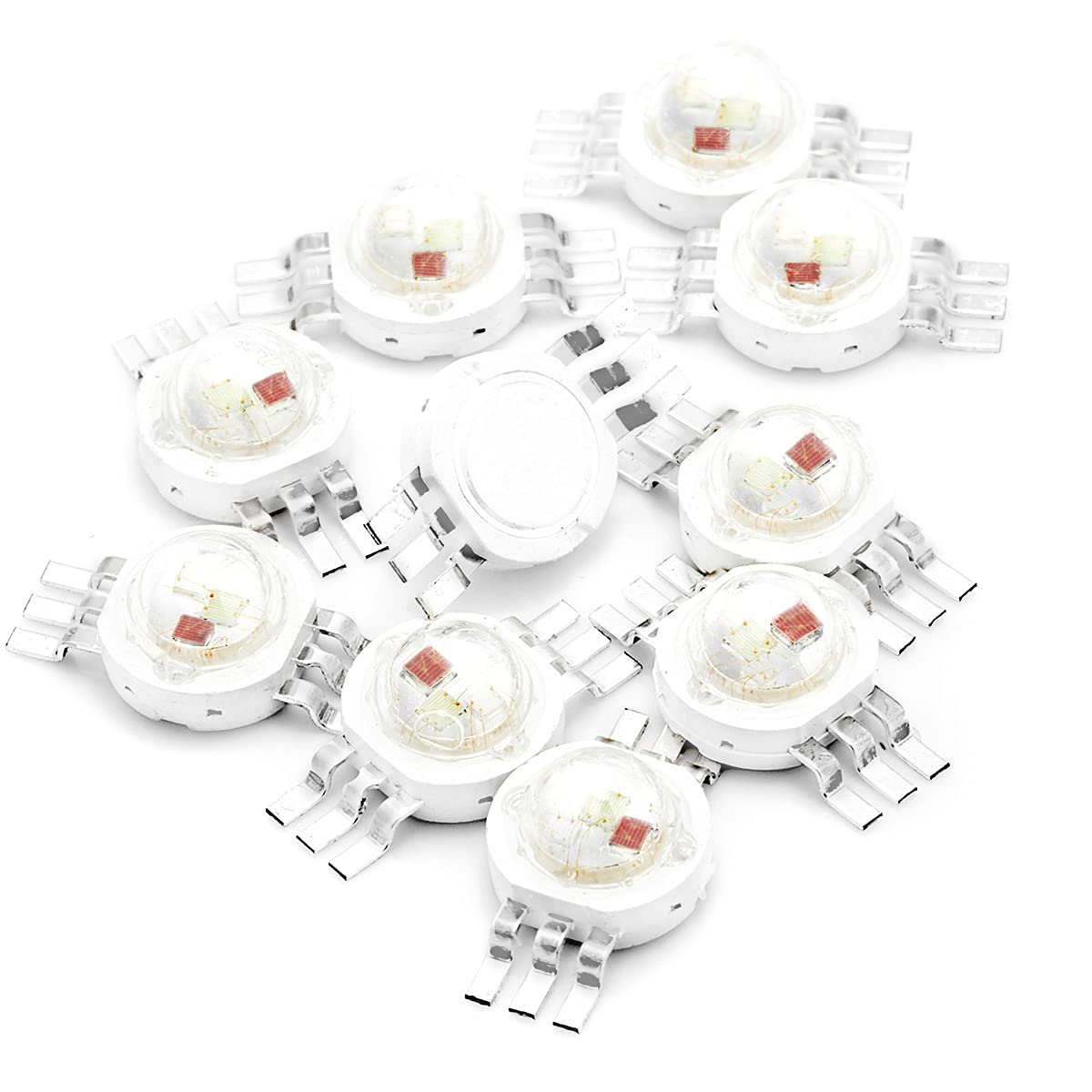 Chanzon 10 Pcs High Power Led Chip 3W Rgb 6 Pins (300Ma - 350Ma For Each Color 3 Watt) Multicolor Super Bright Intensity Smd Cob