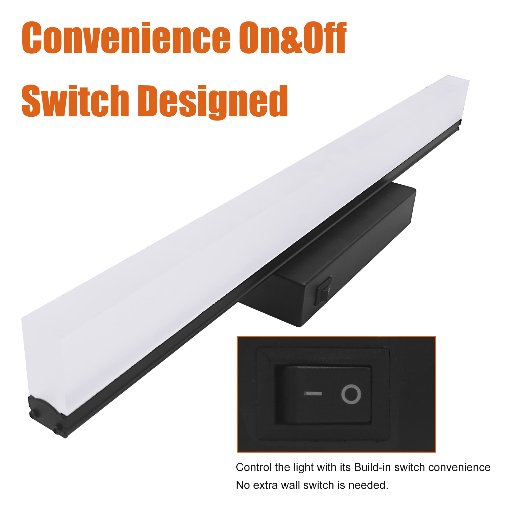 Facon LED RV Vanity Light Fixture, 16.5-Inch, Black Aluminum, On/Off Switch, Model RVLF0417-BK-SW, Ideal for Bathroom Mirror, 12V