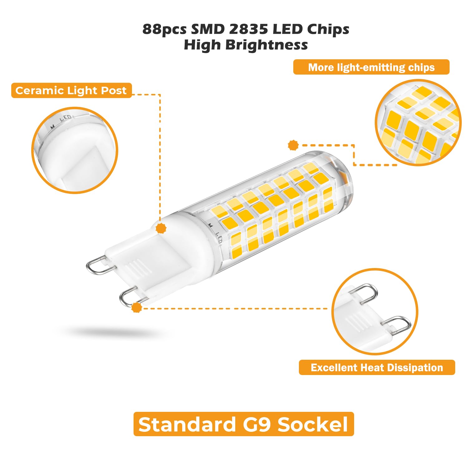 Aegislogic Bright Dimmable G9 Led Light Bulb  3000K Warm White  5W G9 Base Chandelier Bulb  60W Halogen Replacement  580Lm  Cri 85+  120V  Energy-Efficient  Long-Lasting  Soft White Lighting For Home