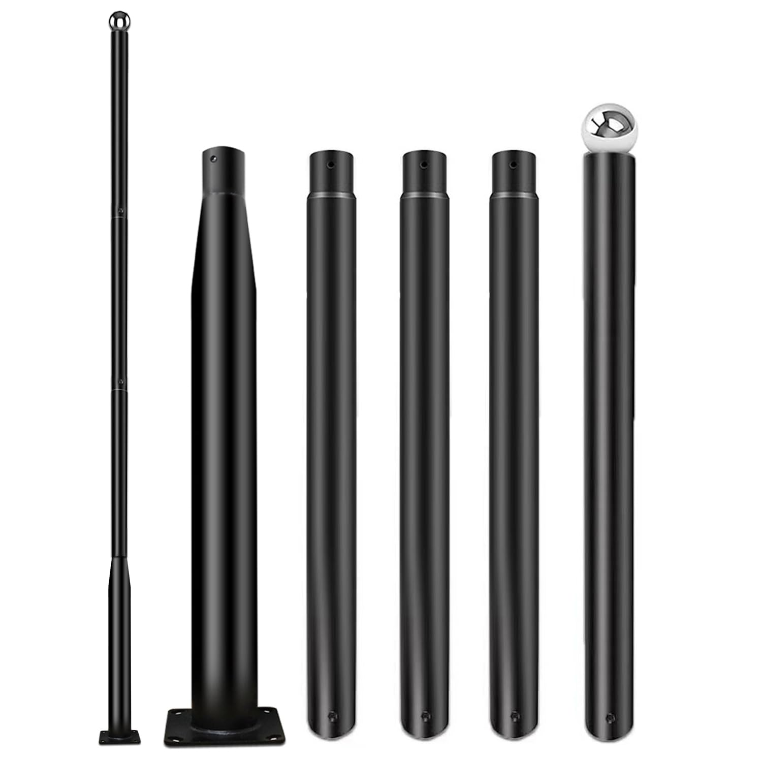 iFvBey 16ft Black Metal Street Light Pole - Adjustable Outdoor Lamp Post with Mounting Steel Anchors, Model DG005m