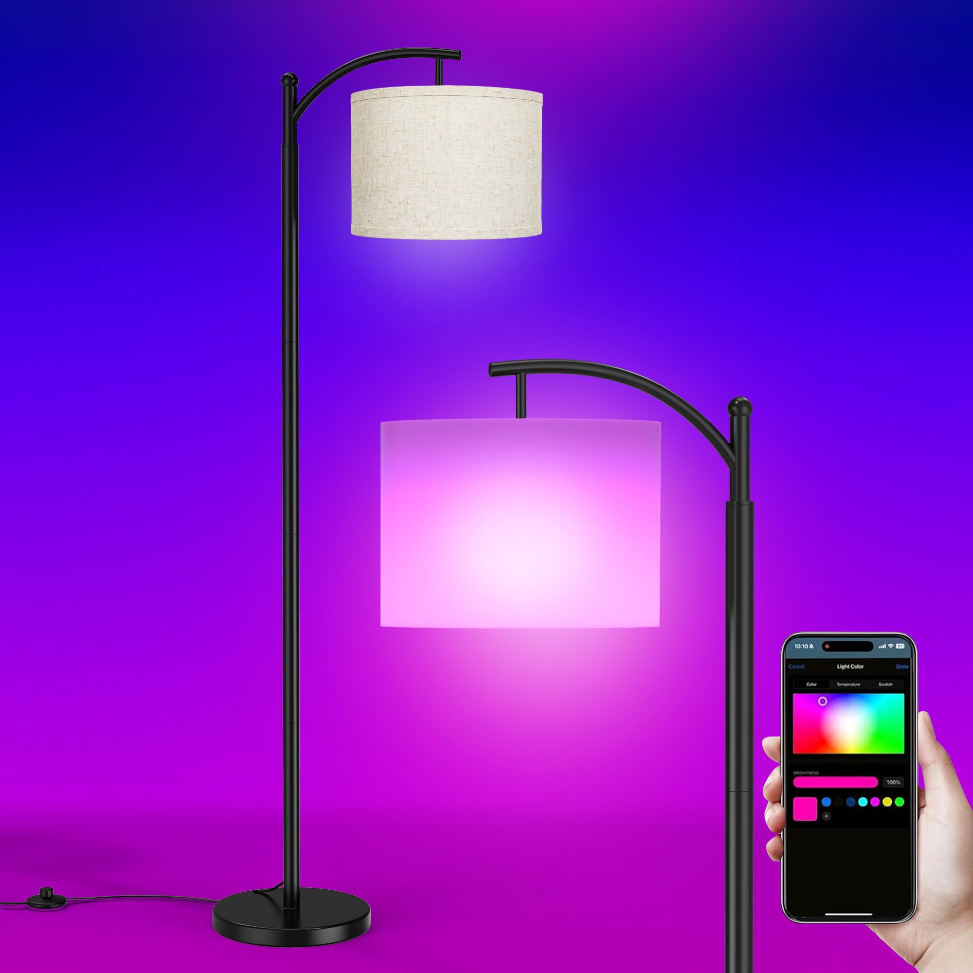 Floor Lamps with Matter Smart Light Bulb, RGB + Color Temperatures Bright Dimmable Smart Floor lamp, Living Room Standing Tall I
