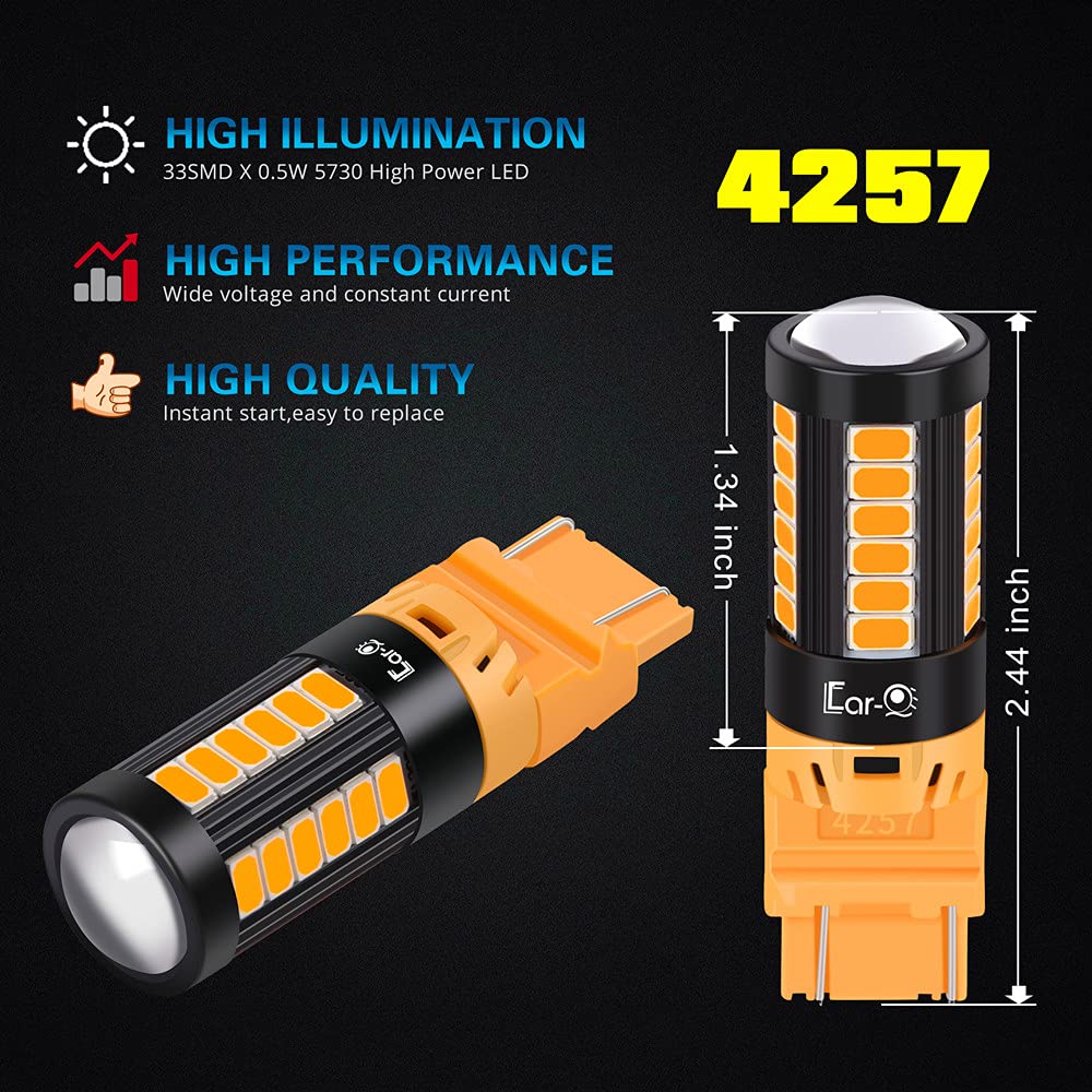 Car-Eyeq 4257 41257Na Led Bulbs, Front Turn Signal Lights Blinker/Parking Lamps 4257Nak Compatible With Ford F-150 (2019~2022),