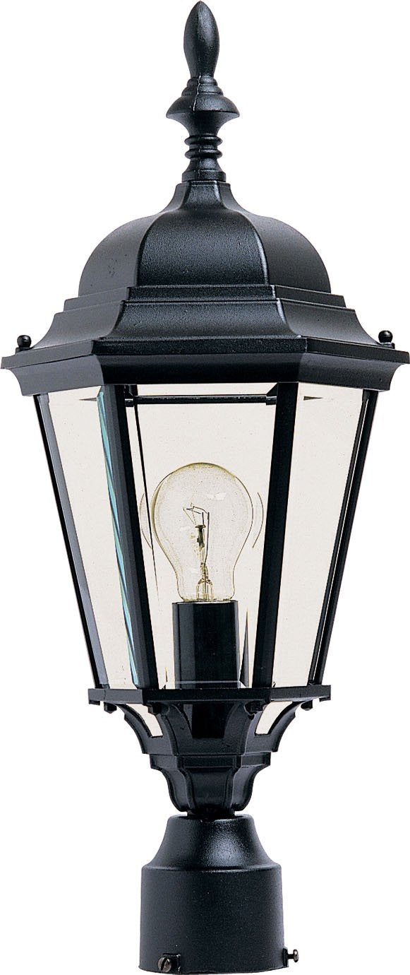 Maxim 1 Light Post Mount Fixture, 21 Inch, Dimmable, LED Compatible, Black Finish, Model 1005BK