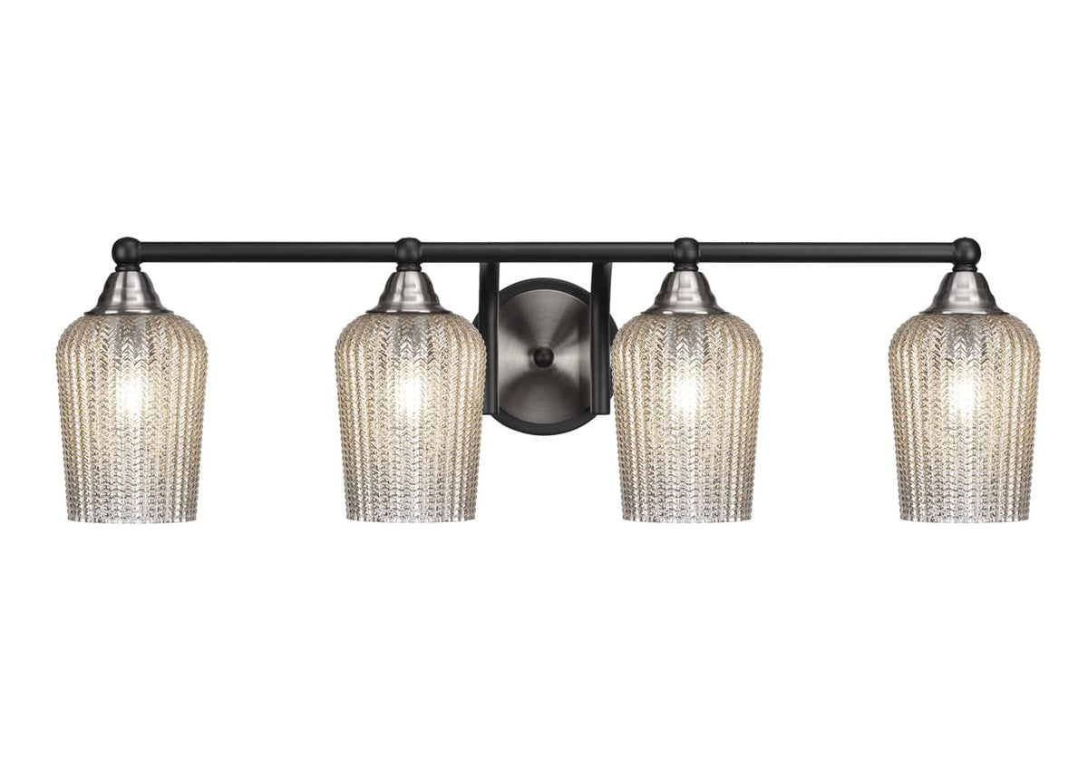 Toltec Lighting Paramount 4 Light Bath Bar In Matte Black & Brushed Nickel (3424-Mbbn-4253)