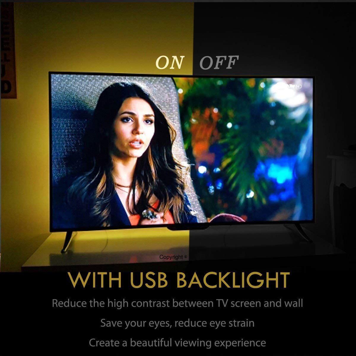 Usb Powered Led Strip Lights Tv Backlights Kit For 50 To 55 Inch Tv - Sony Lg Samsung Monitor Smart Tv Wall Mount Stand Work Spa