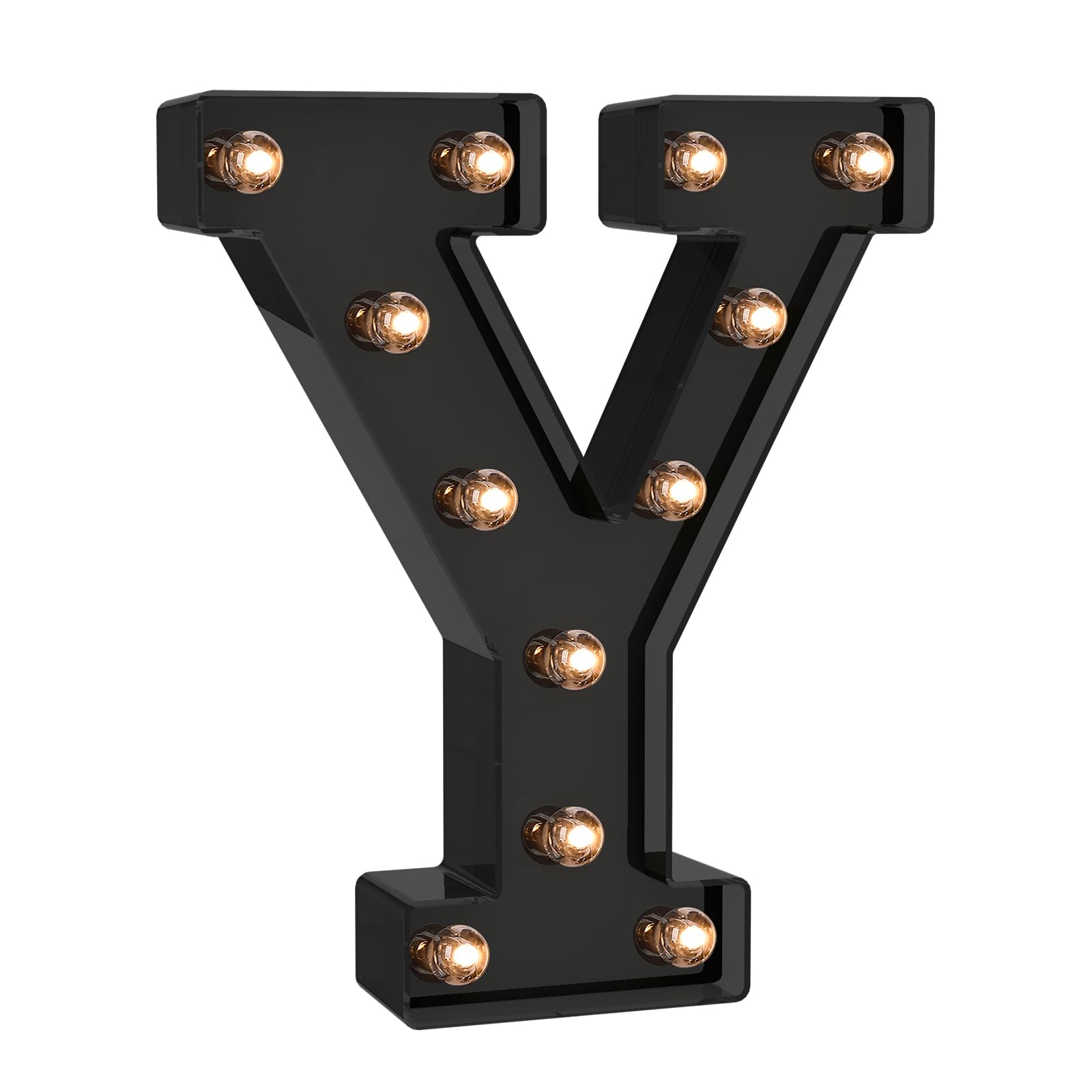 Foaky LED Letter Lights - Battery Operated Black Alphabet Lights for Room Decor - Model Black-25, Size Y
