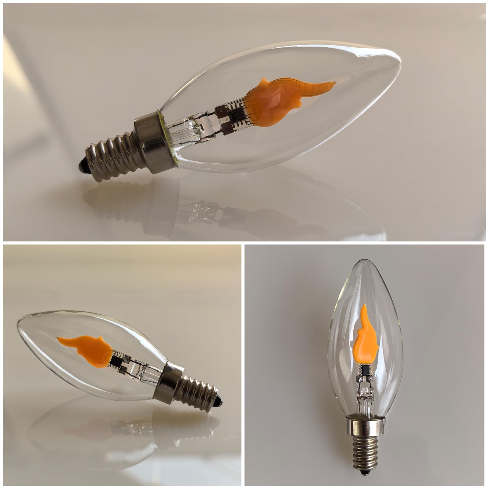 Xiaokalami C35/B11 Led Flame Effect Light Bulb E12 Flickering Candle Light Bulbs For Holiday Gifts Home Hotel Bar Party Decoration Non-Dimmable 6Pack