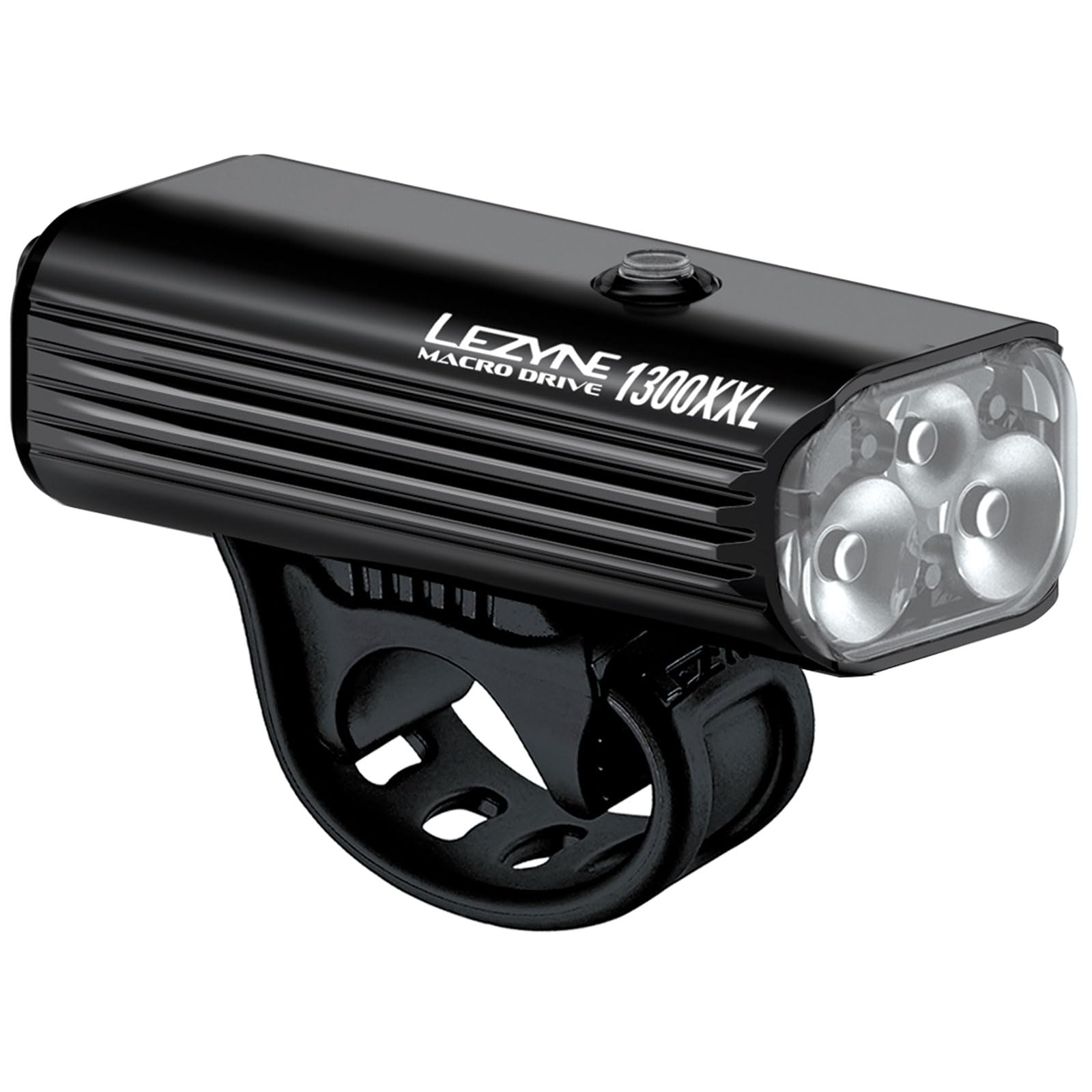 Lezyne Macro Drive 1300Xxl Bicycle Usb Rechargeable Ipx7 Waterproof 3 White Led Tri-Focus Optics Front Light W/ 4 Solid & 3 Flash Modes | Black Gloss, 1300 Lumens/Micro Usb