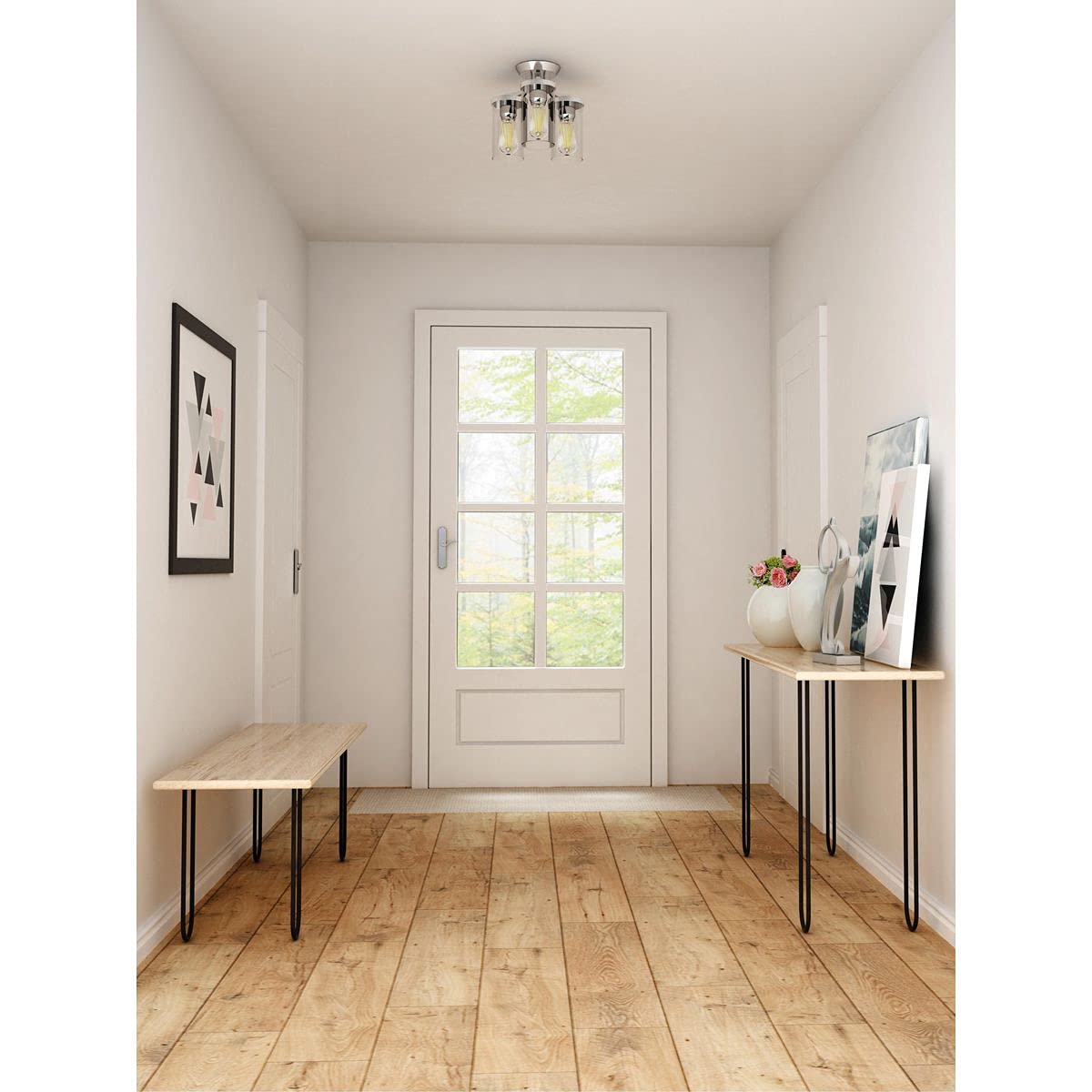 Progress Lighting Lassiter Collection Semi-Flush Mount Light, 3-Light, Brushed Nickel, Alloy Steel, Model P350149-009, 10.50x13.00x13.00