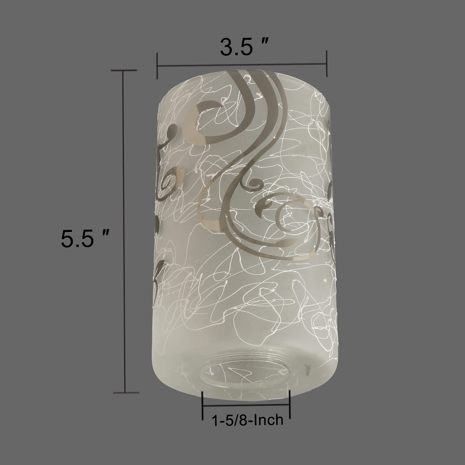 Voguad Electroplated Floral Glass Lamp Shade 2 Pack, Frosted White, 1 5/8 Inch Fitter, Model G0051