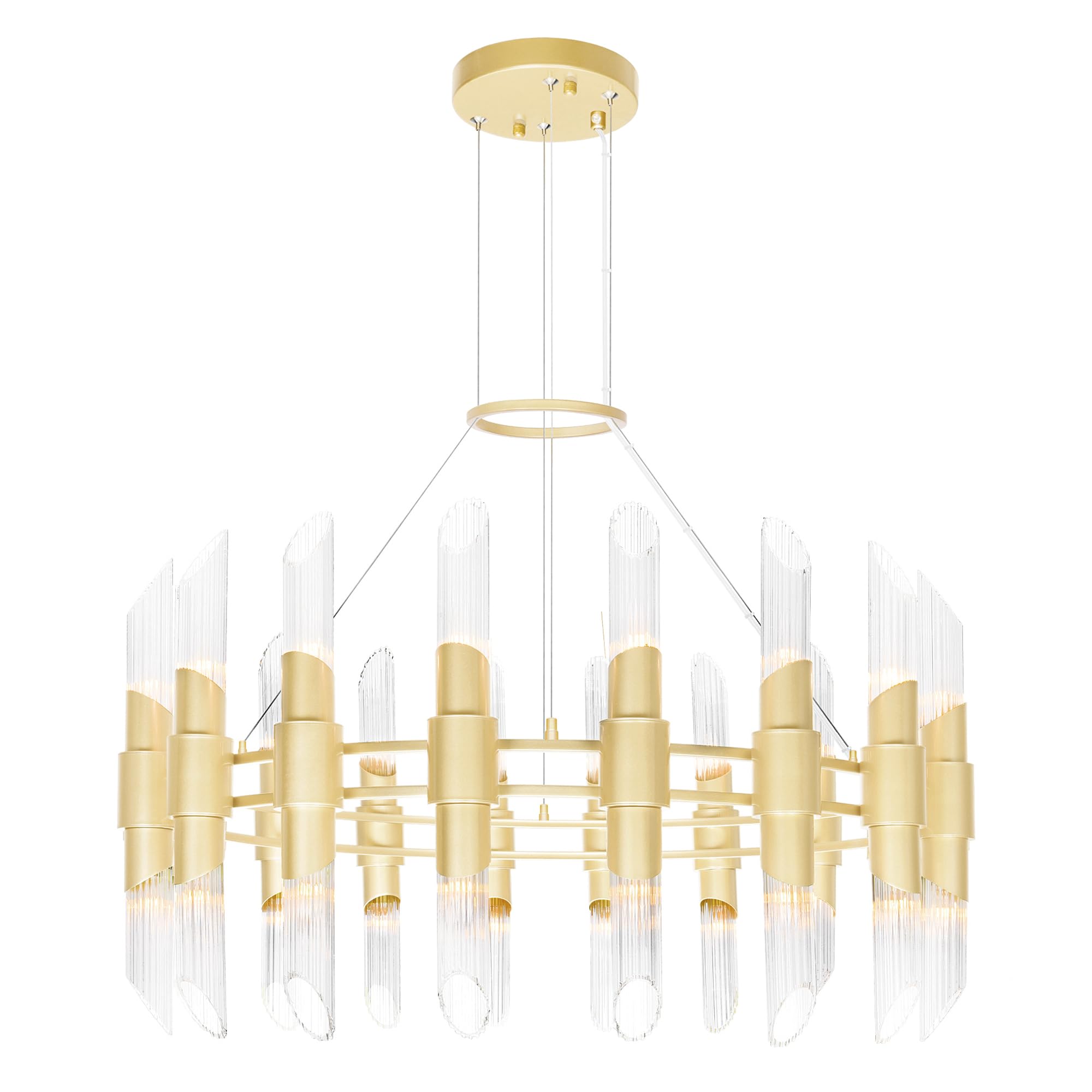 Cwi Lighting Croissant 36-Light Satin Gold Metal Chandelier - Contemporary Design