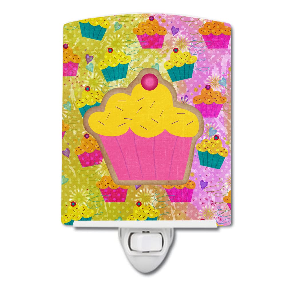 Carolines Treasures Cupcake Ceramic Night Light, UL-Certified, 6x4x3in, Multicolor, Model SB3003CNL