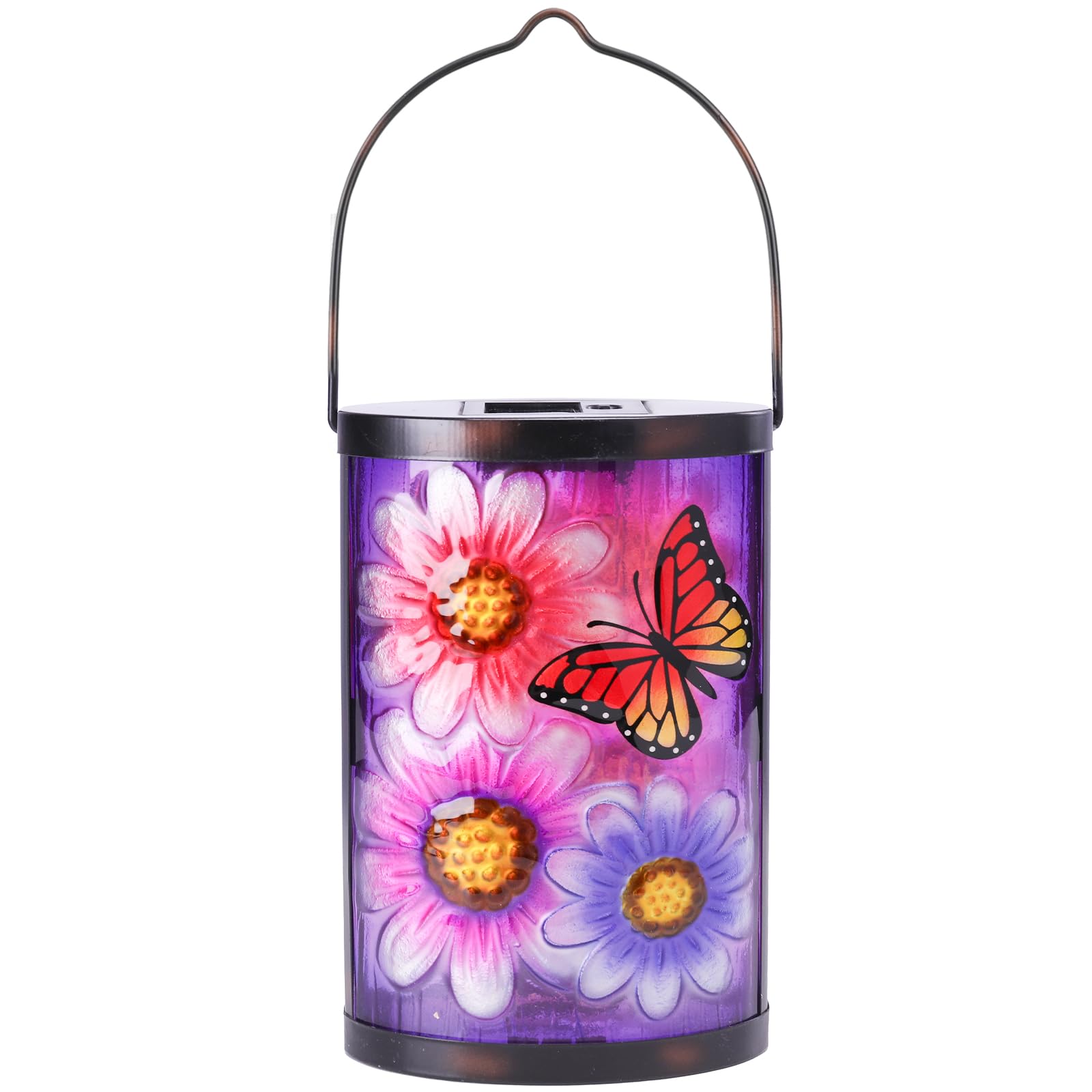 MUMTOP Hanging Solar Lantern - Waterproof Glass Decorative Lamp for Outdoor Patio Garden, Multicolor, Model 8060A