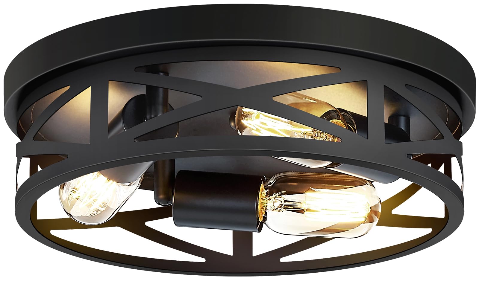 ZHU YAN 13 inch Farmhouse Ceiling Light Fixture,3-Light Hallway Light Fixtures Ceiling,Black Flush Mount Ceiling Light,Light Fix