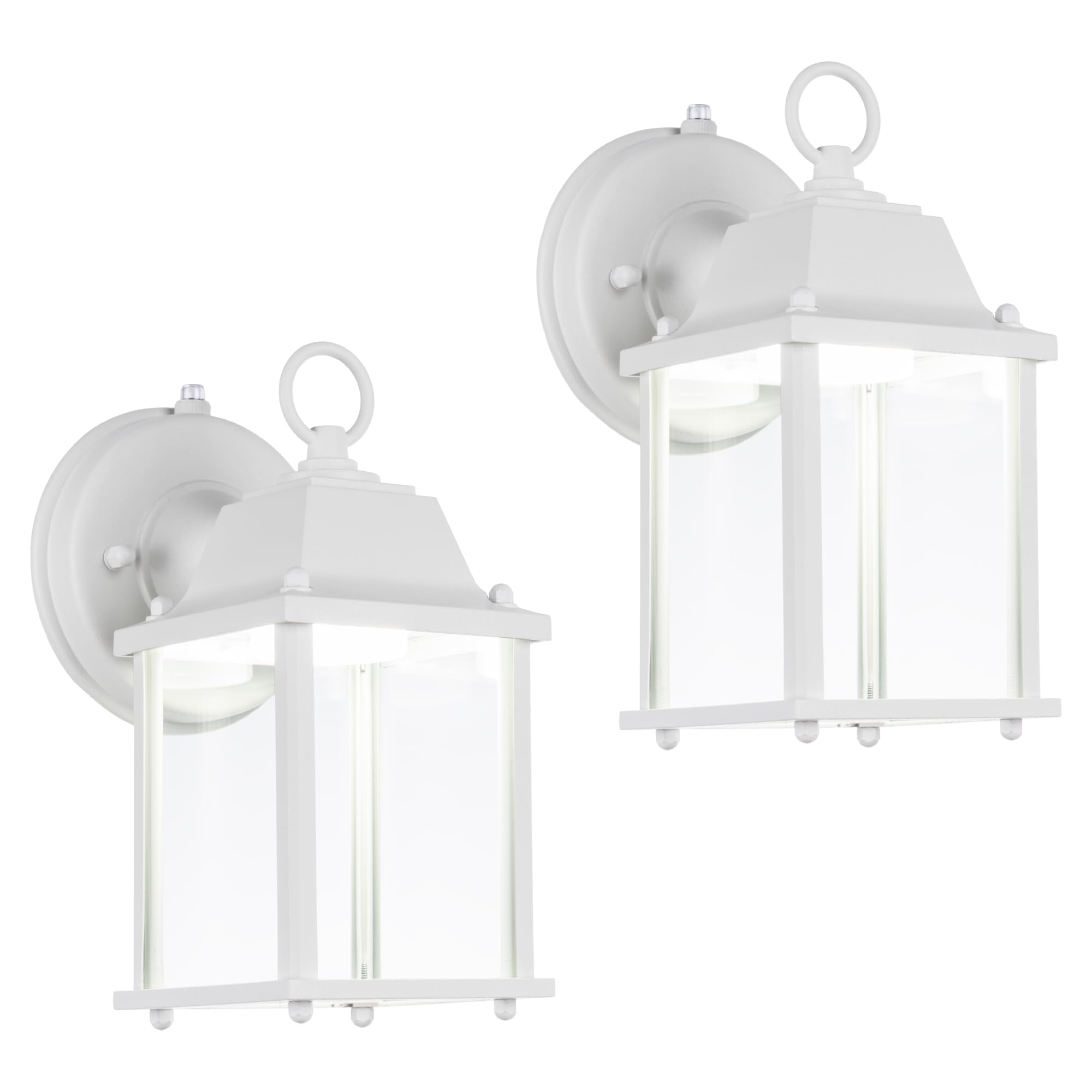 LIT-PaTH Dusk to Dawn Outdoor Wall Lantern, LED, 5000K White, Aluminum, 2-Pack, Model LT-WL001P50K-WT