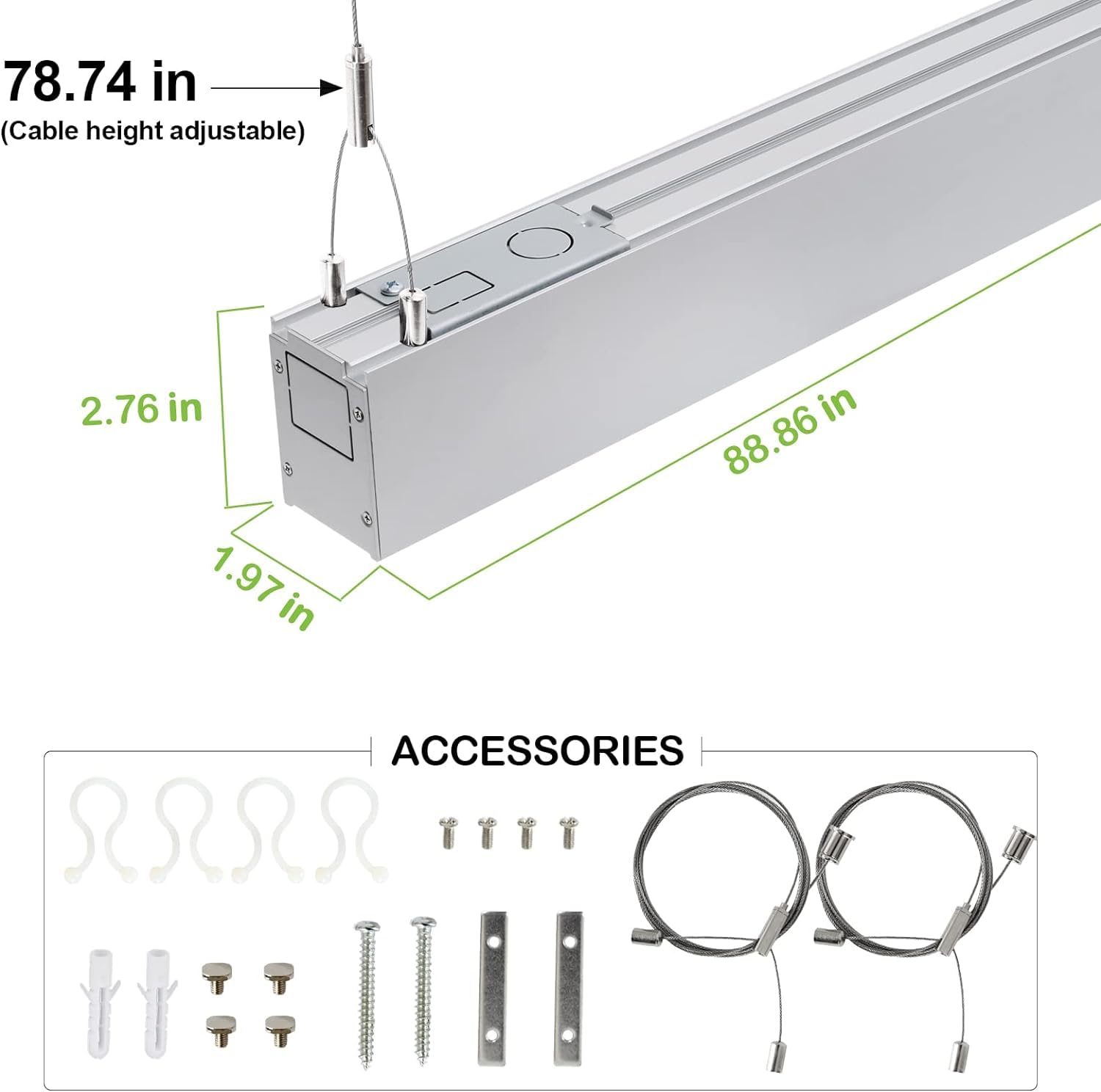 Hykolity 8Ft Linkable Led Linear Light  80W 9200Lm 3000K/4000K/5000K Cct Selectable  0-10V Dimmable Architectural Led Suspension Office Lighting Fixture For Market  Garage  Etl 4 Pack - Silver